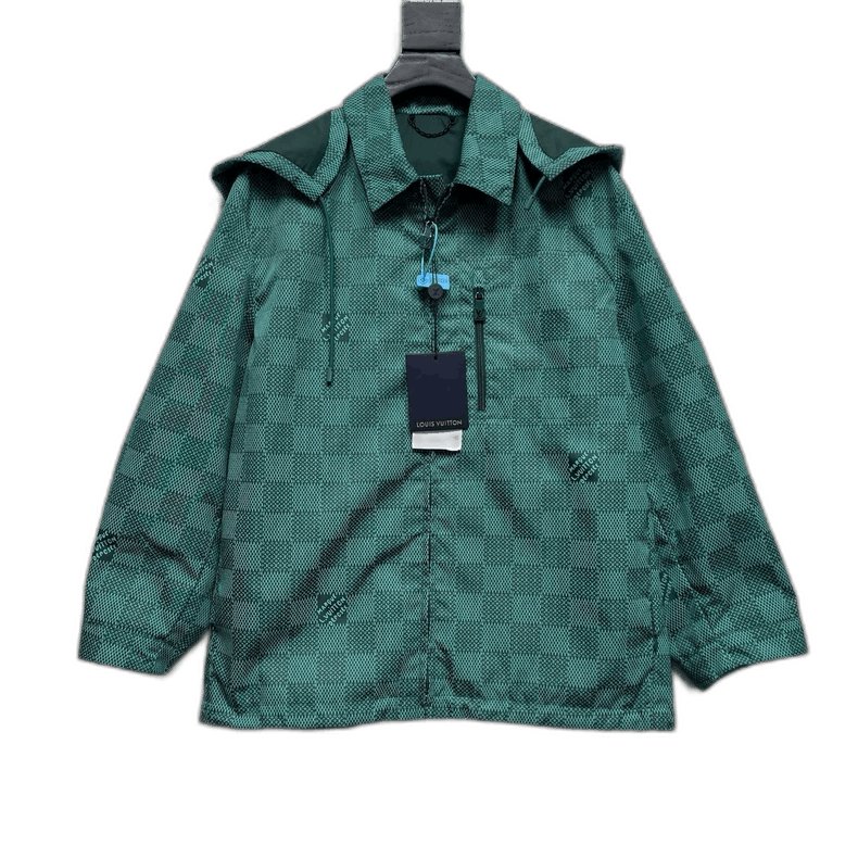 Louis Vuitton Green Checkered Hooded Jacket