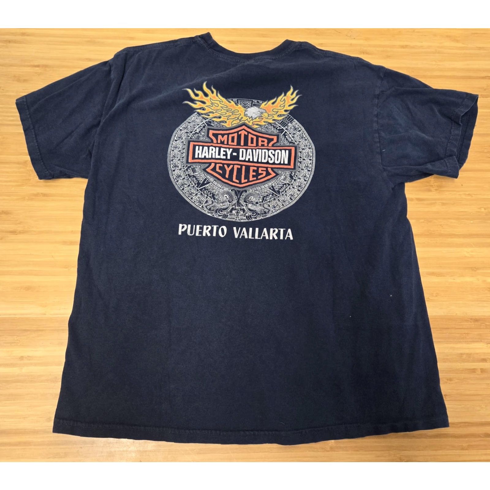 Vintage Harley-Davidson Shirt Mens Large Blue Puerto Vallarta Flames Eagle Motorcycle Tee Size US L / EU 52-54 / 3 - 4 Thumbnail