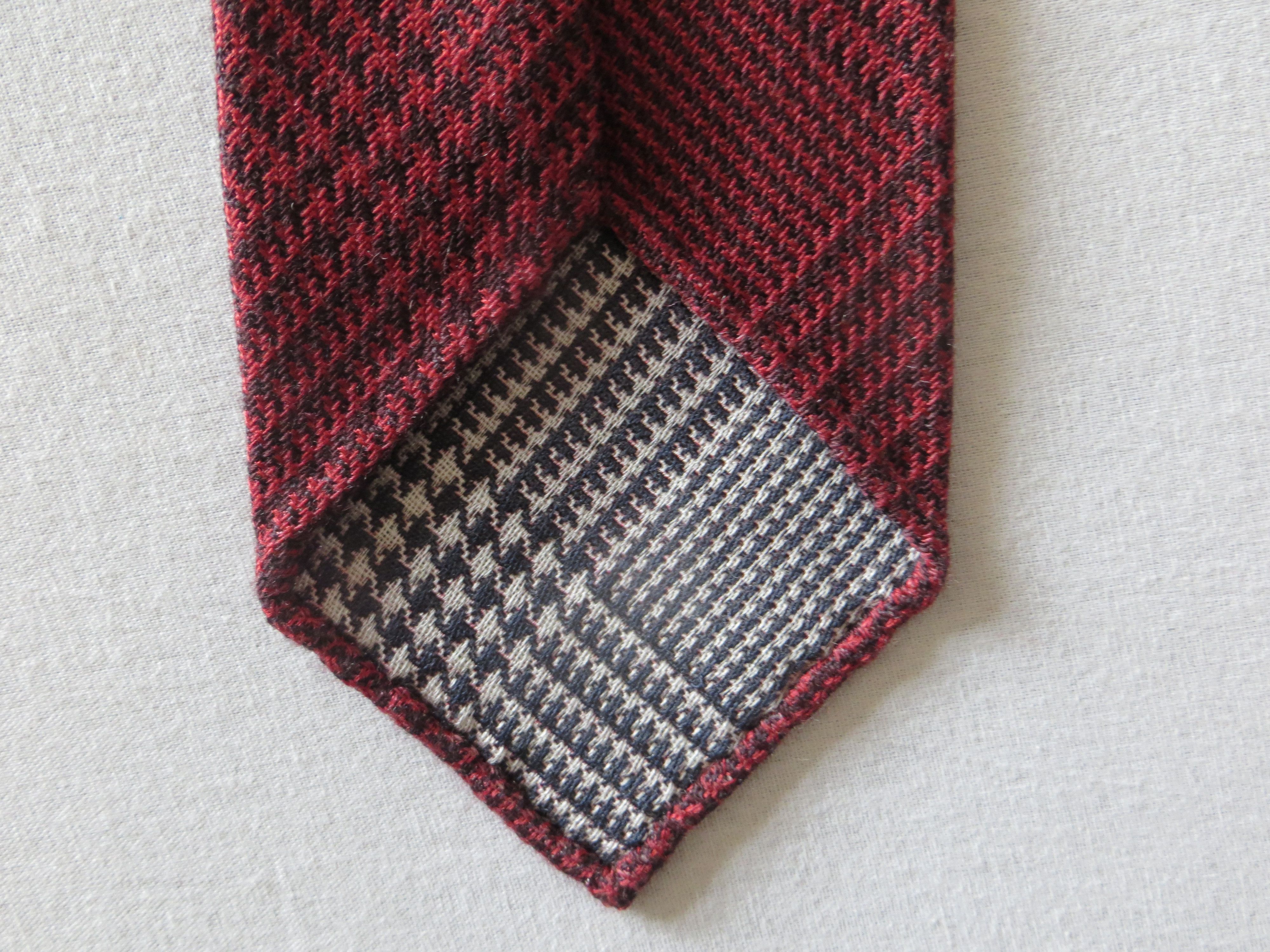 Drake's WOOL TARTAN RAW EDGE TIE Size ONE SIZE - 3 Thumbnail