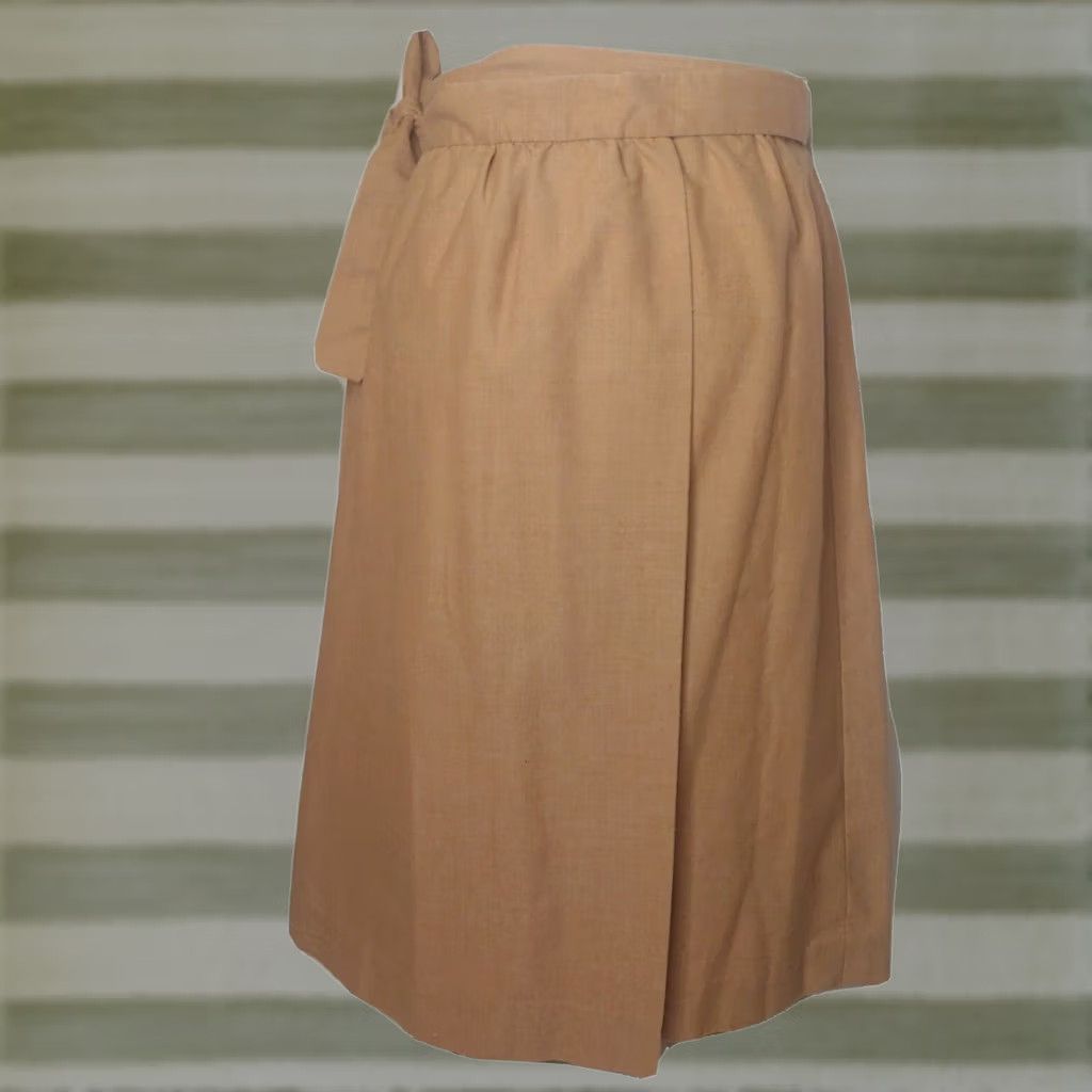 Nique VINTAGE Handmade Skirt Tie Wrap Midi Brown Cotton Blend Hippie Bohemian Nature Cottagecore Fringeless? Size 42" / US 20 - 1 Thumbnail