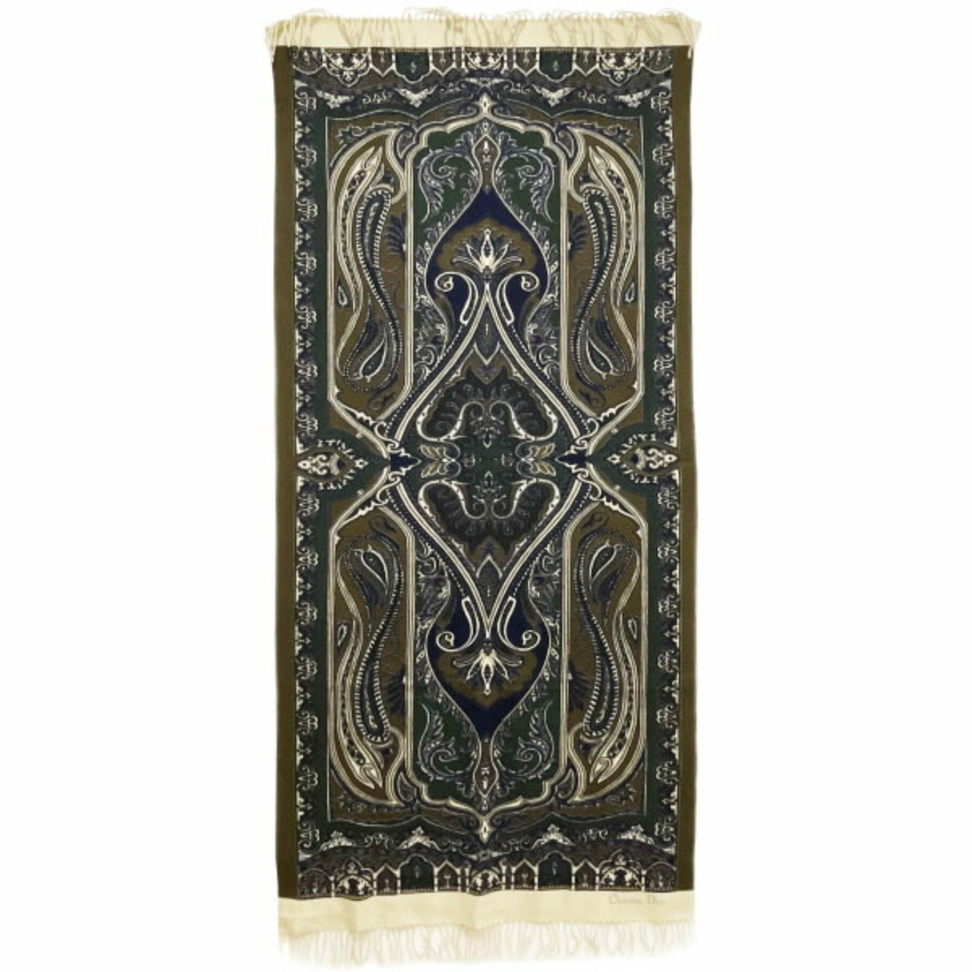 Dior Christian Dior Stole Paisley Scarf Wool Multicolor Ivory Shawl C.Dior YY-14089 Size ONE SIZE - 1 Thumbnail