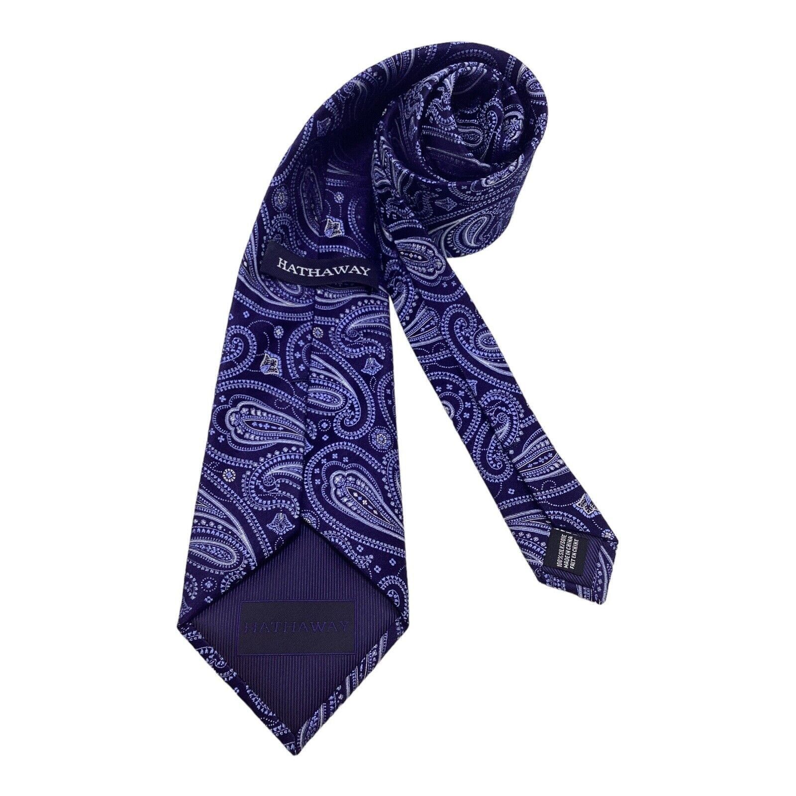 Hathaway Golf HATHAWAY Blue Paisley Silk Tie W: 3.75" EX COND Size ONE SIZE - 2 Thumbnail