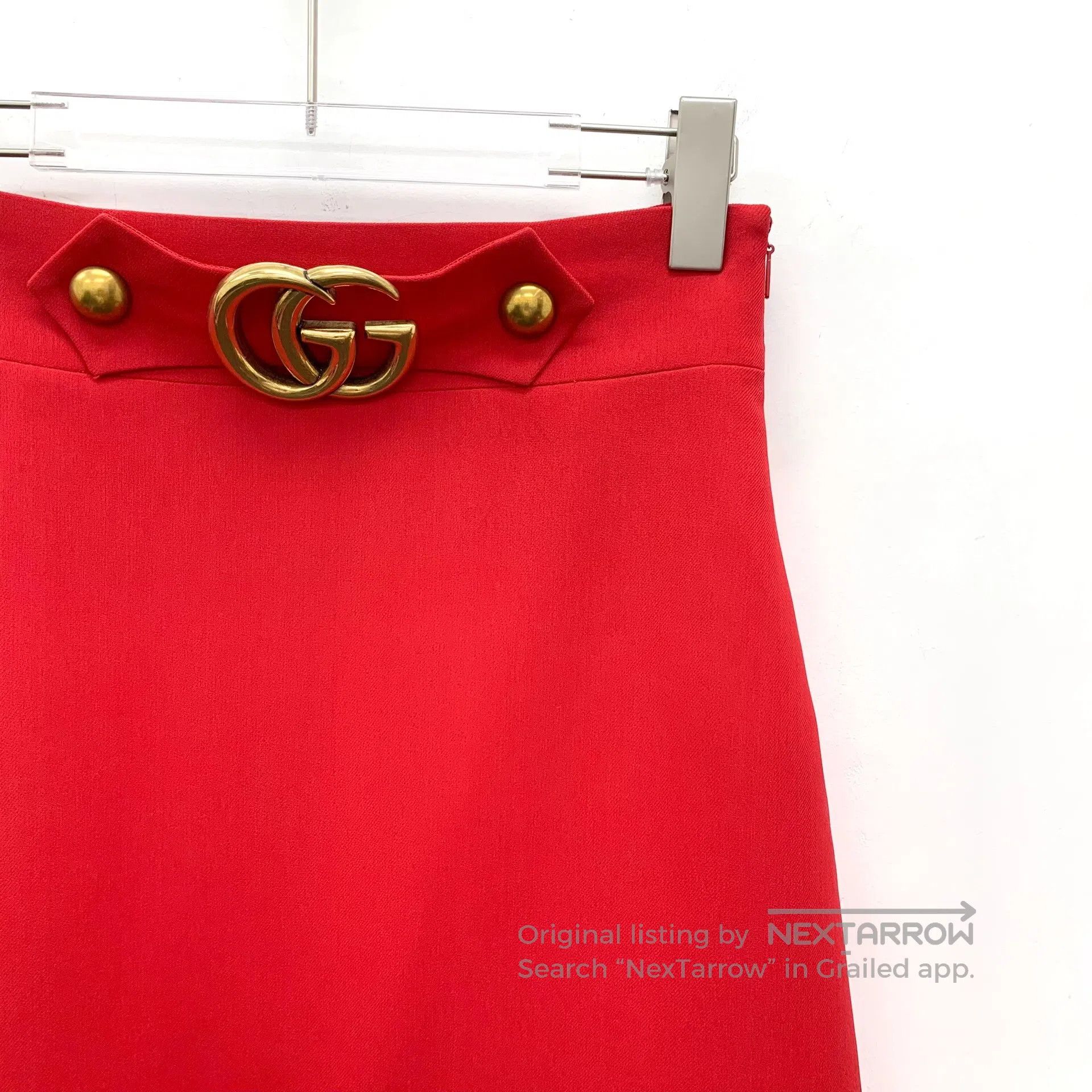Gucci Guicci Red Double G Gold Buckle Decorated Casual Skirt| Size 25" / US 0 / IT 36 - 3 Thumbnail