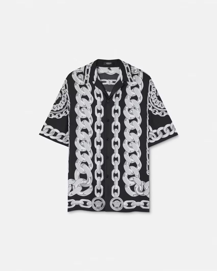 o1s22i1n0125 Bowling Shirt in Black Silver