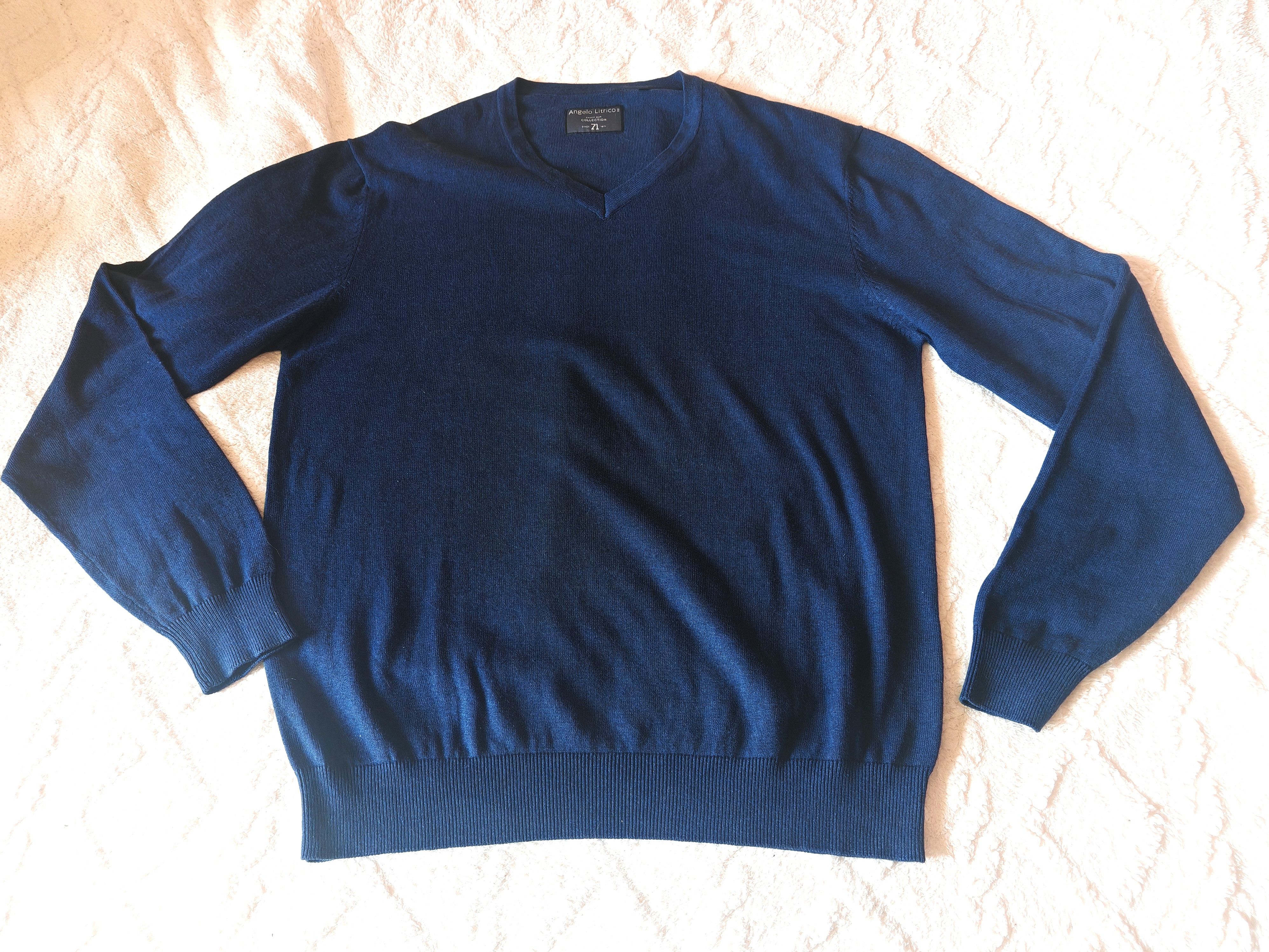 Angelo Litrico Navy Blue Men's V-Neck Long Sleeve Cotton Sweater size 2XL Size US XXL / EU 58 / 5 - 5 Thumbnail