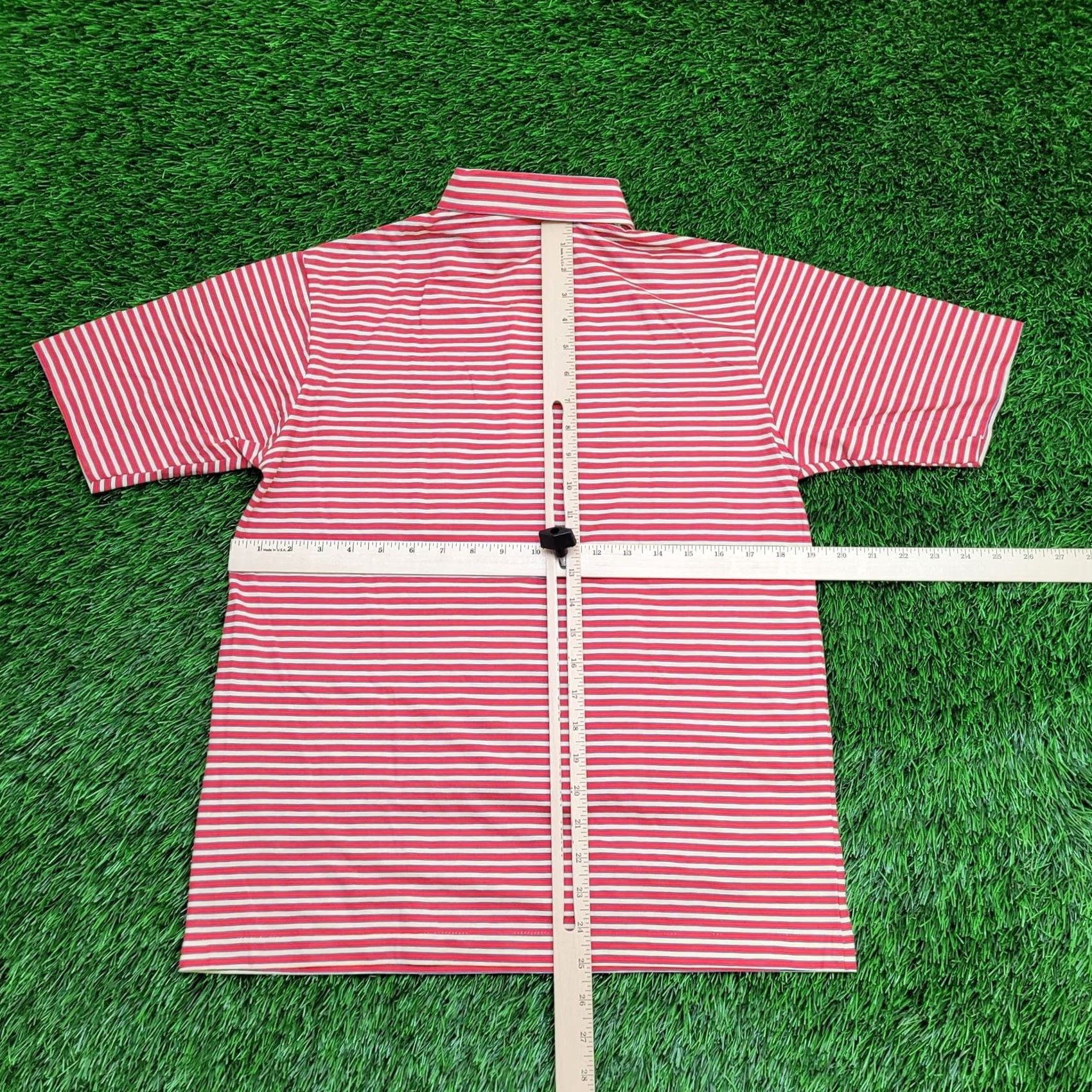 Vintage VINTAGE Manhattan Nature Knit Striped Polo Shirt Mens Small 3-Button Placket Cotton Poly Red White Knit Polo Shirt 70s Bohemian Mens S Size US S / EU 44-46 / 1 - 6 Thumbnail