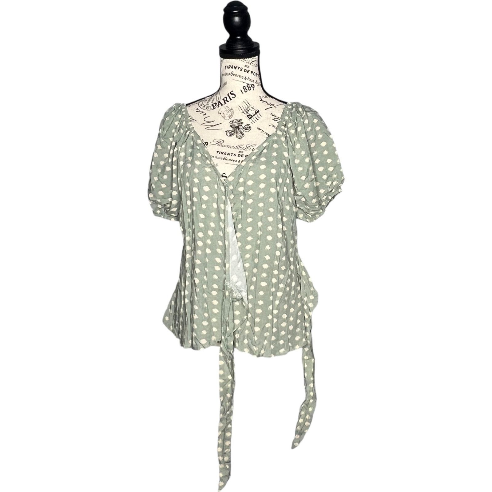 Other Patterned Puff Sleeve Front Wrap Tie Top Blouse Size S / US 4 / IT 40 - 7 Thumbnail