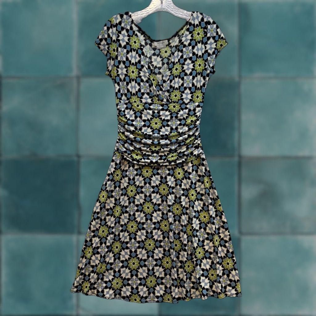 Van Heusen VINTAGE Y2K Van Heusen Dress 4 Small Medium Floral Geometric Groovy Slinky Stretch Retro Women/Men? Size S / US 4 / IT 40 - 1 Thumbnail