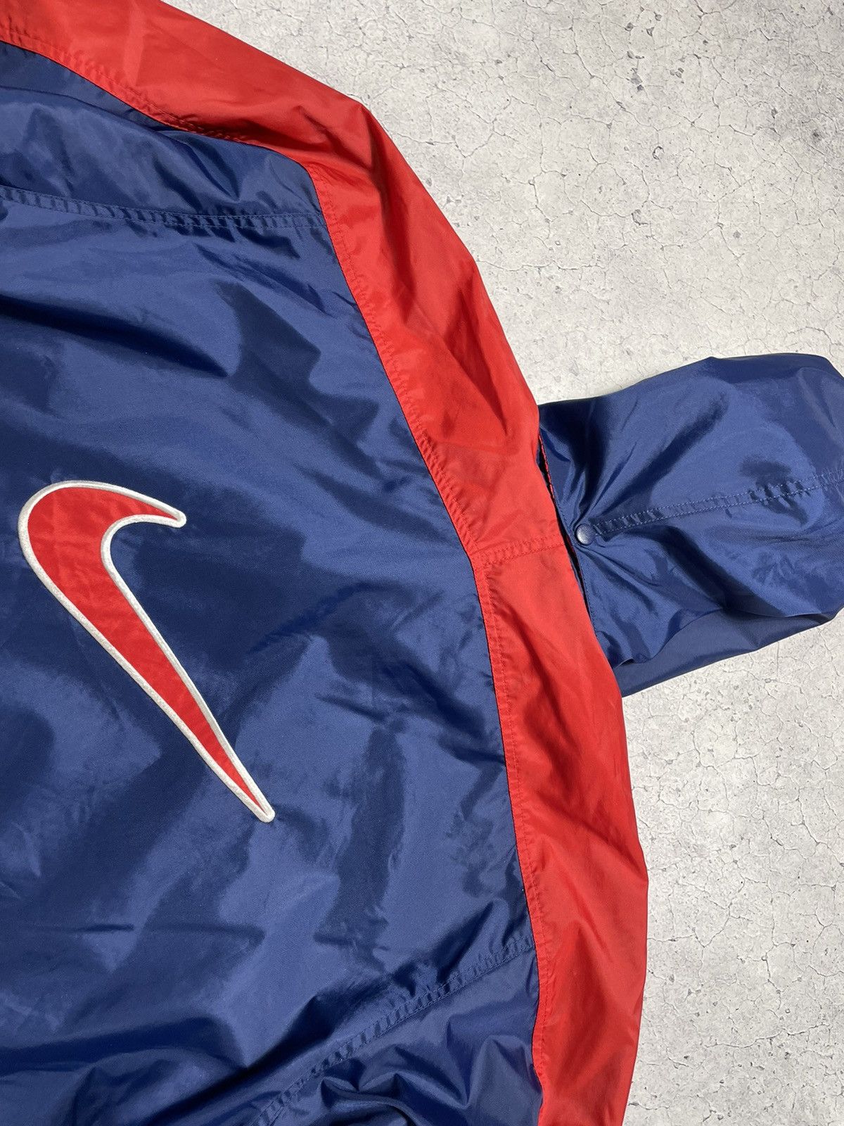 Nike × Vintage Vintage 90's Nike Big Swoosh Logo Drill Y2K Nylon Jacket Size US XL / EU 56 / 4 - 12 Thumbnail