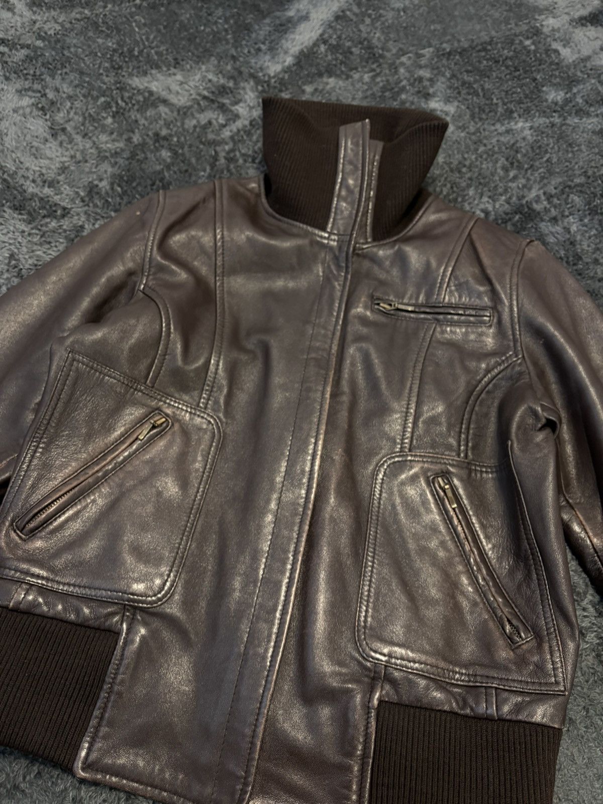 Japanese Brand 00s Vintage Leather Bomber Y2K Jacket Size US S / EU 44-46 / 1 - 5 Thumbnail