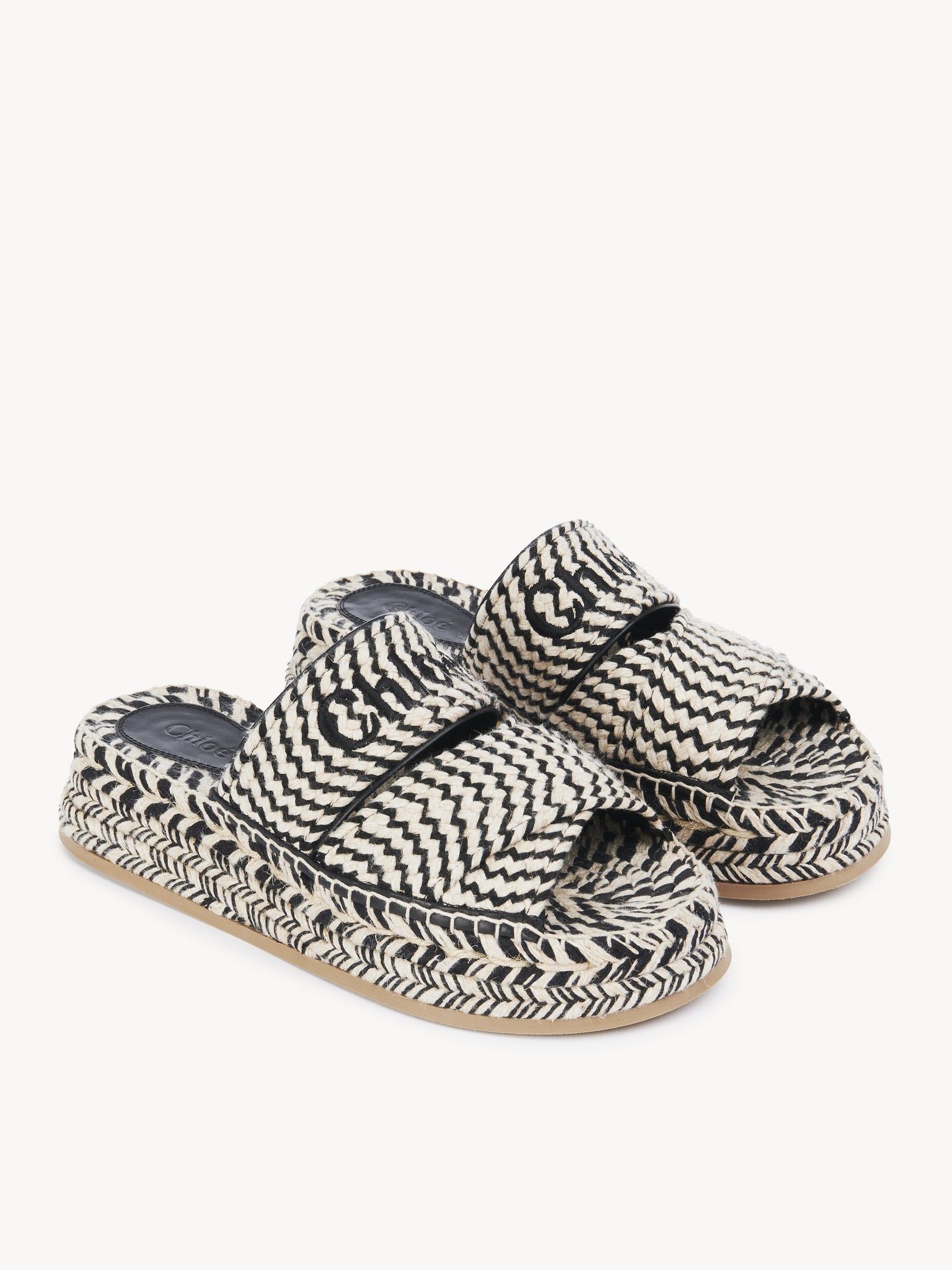 Chloe o1loc1c0425 Woody Slides in Black & White Size US 9 / IT 39 - 2 Thumbnail