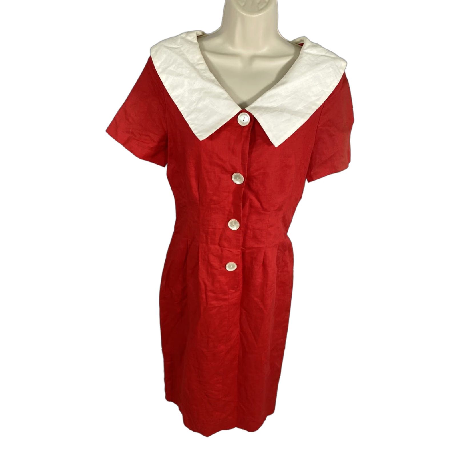 Vintage VINTAGE Nicole Summers Shirt Dress Red Button Front Collared Midi 6 Womens Size M / US 6-8 / IT 42-44 - 1 Thumbnail