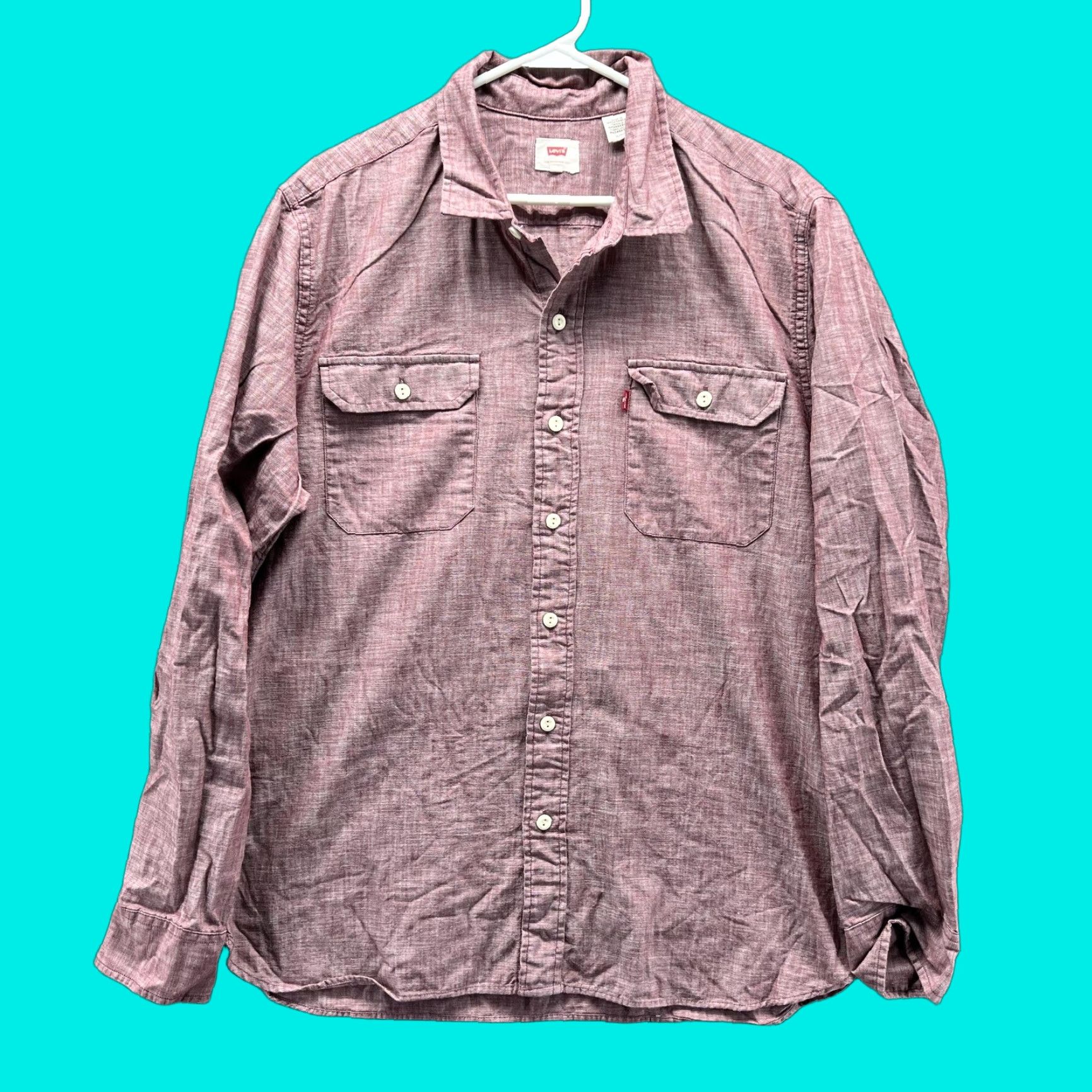 Levi's Levi's Shirt Mens XL Red Chambray Long Sleeve Button Up Pockets Casual Cotton Size US XL / EU 56 / 4 - 1 Thumbnail