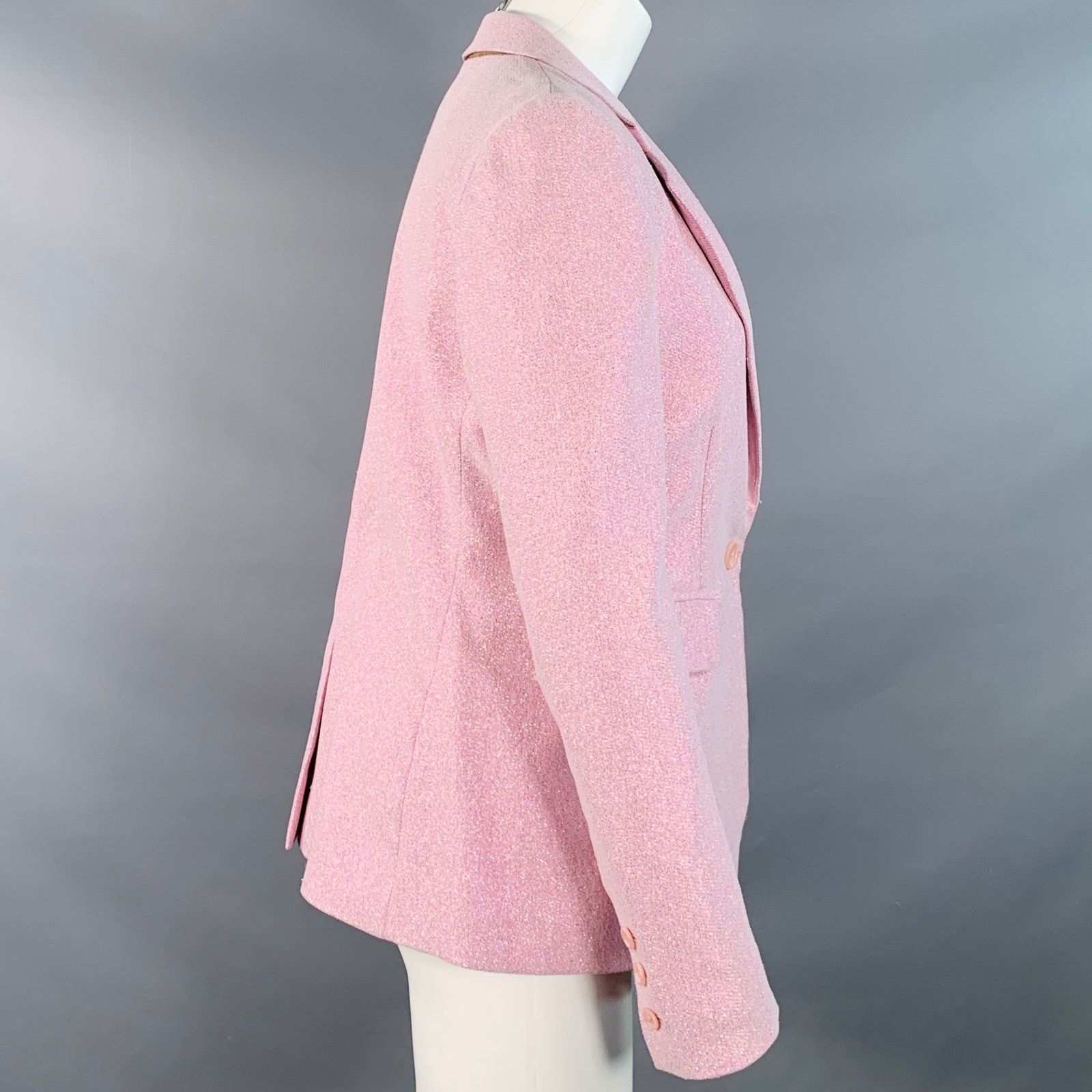 Sies Marjan 6 Metallic Pink Polyester Blend Single Button Jacket Blazer Size M / US 6-8 / IT 42-44 - 2 Thumbnail