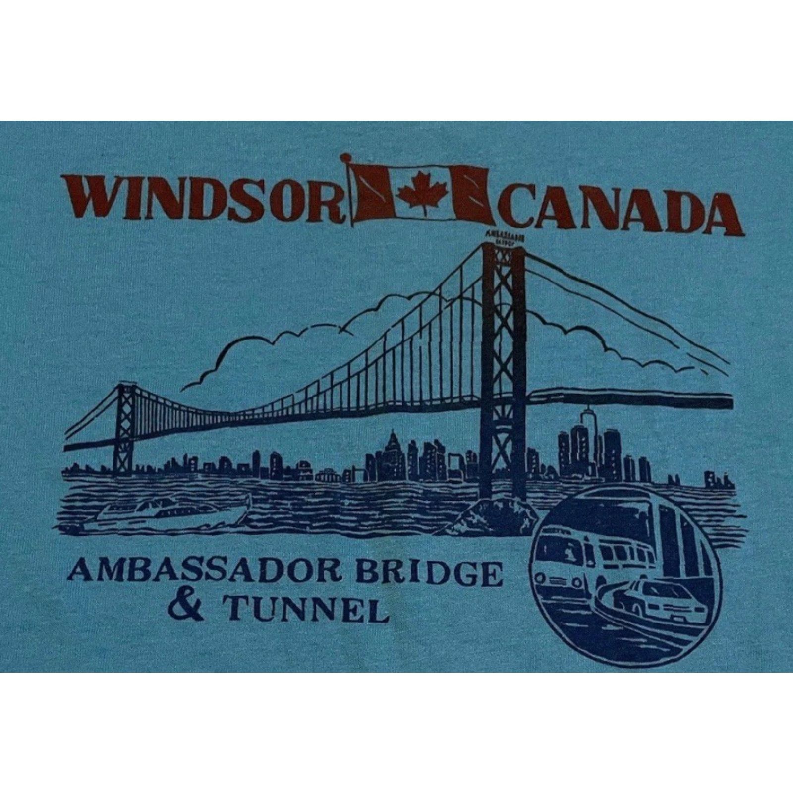 Vintage VINTAGE Windsor Canada Bridge Faded Shirt M Blue Beach Surf Art College Grunge 90s T-Shirt Mens Size US M / EU 48-50 / 2 - 2 Thumbnail