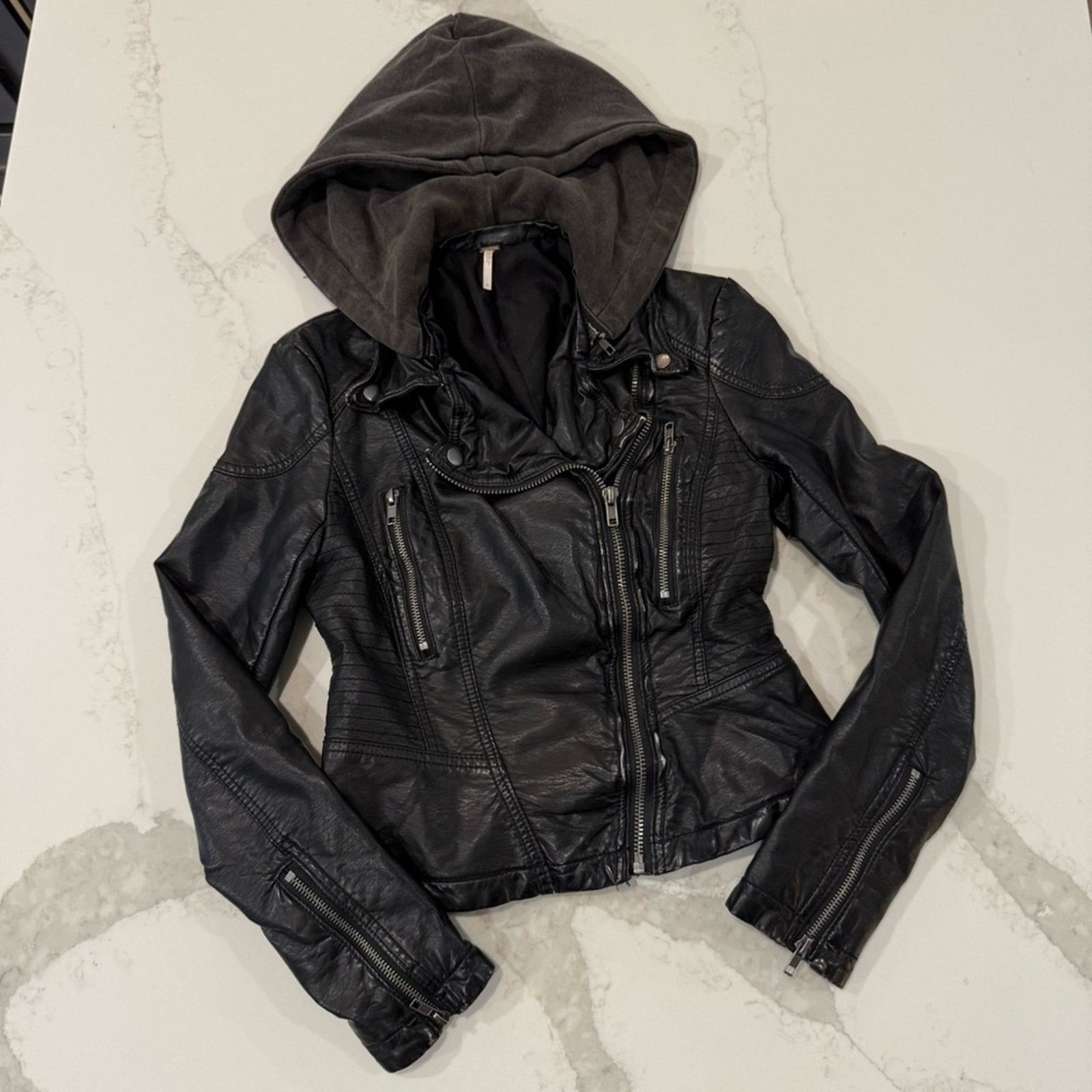 Free People Free People Vegan Leather Asymmetrical Moto Jacket Women's 0 Size XS / US 0-2 / IT 36-38 - 3 Thumbnail