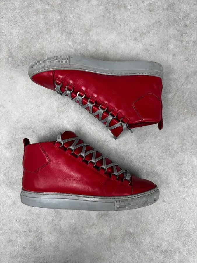 Balenciaga Balenciaga Red & Grey Arena High Sneakers Size US 7.5 / EU 40-41 - 4 Thumbnail