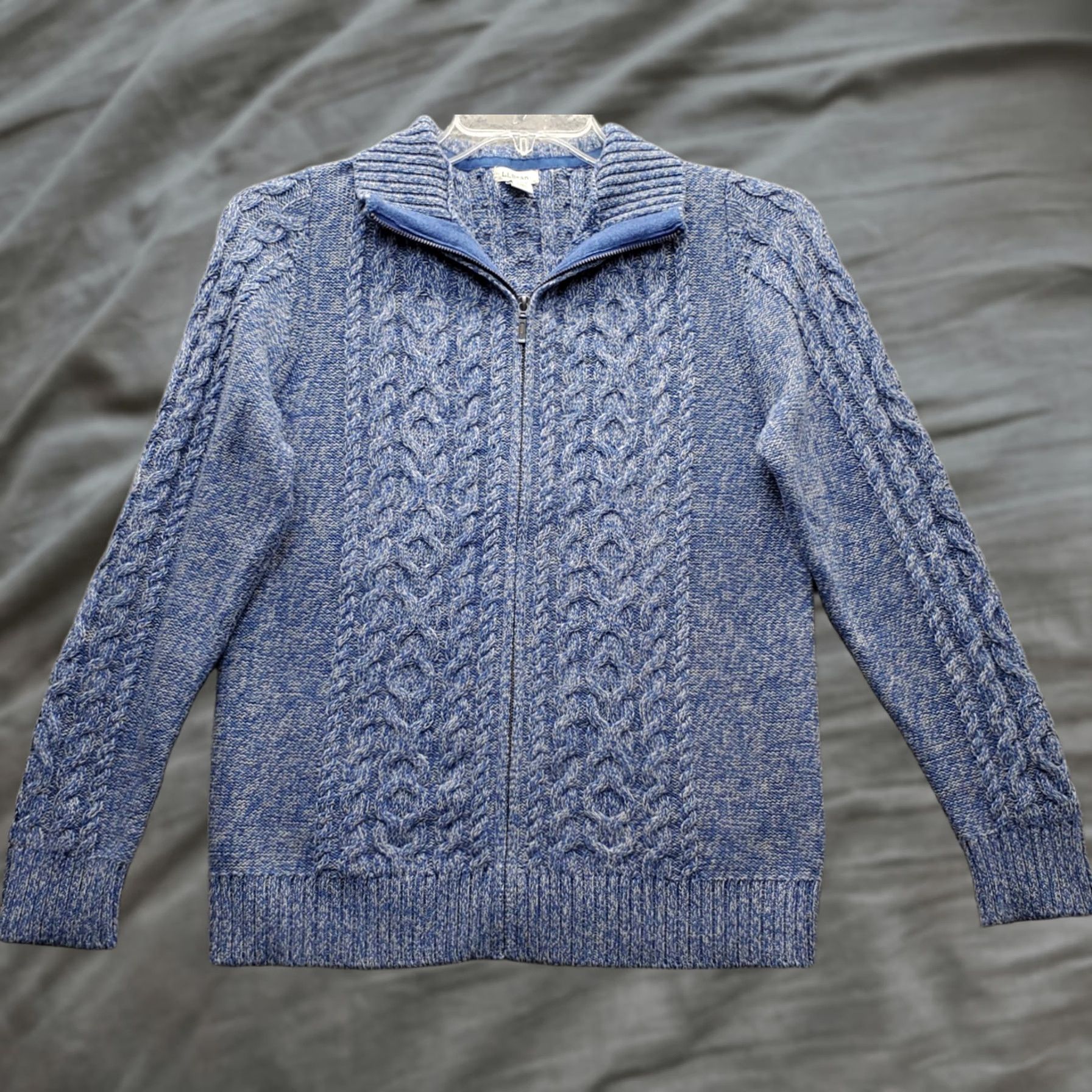 Vintage L.L. Bean Sweater Mens M Blue Fisherman Chunky Cable Knit Classic Full Zip Size US M / EU 48-50 / 2 - 1 Thumbnail