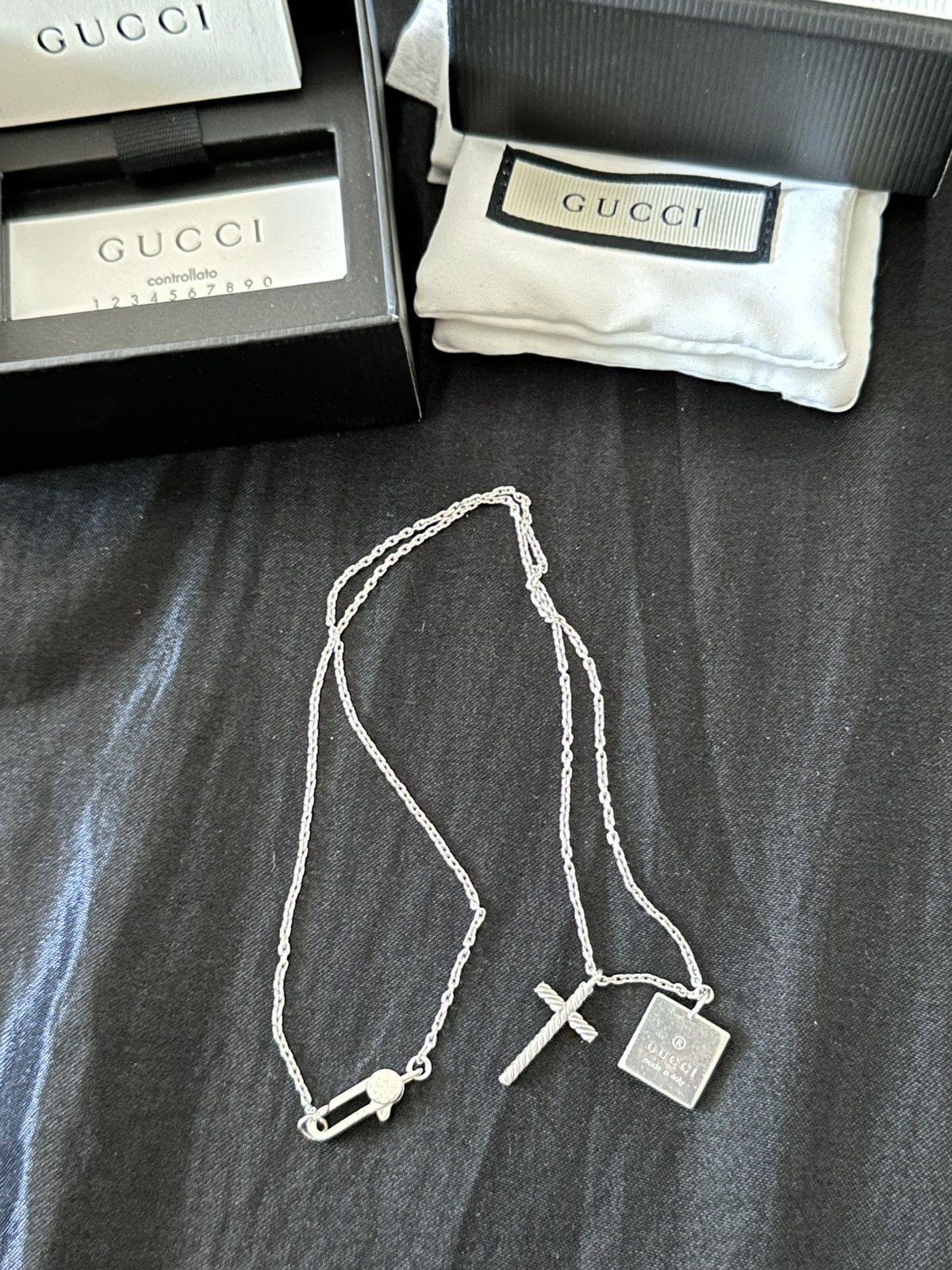 Gucci Gucci Necklace with Cross and Square Pendant Size ONE SIZE - 6 Thumbnail