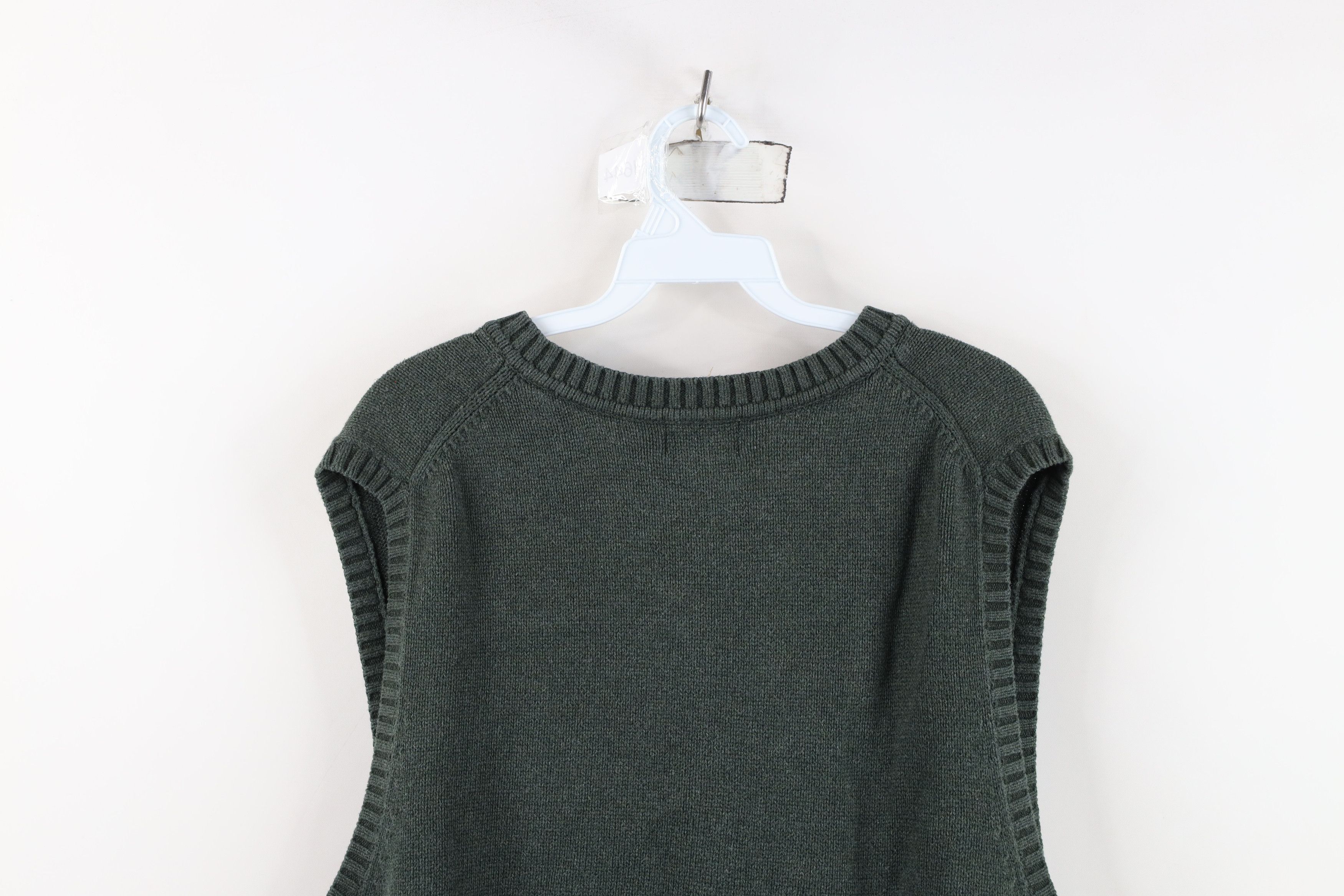 L.L. Bean Vintage 90s LL Bean Cotton Knit V-Neck Sweater Vest Green Size US L / EU 52-54 / 3 - 10 Thumbnail