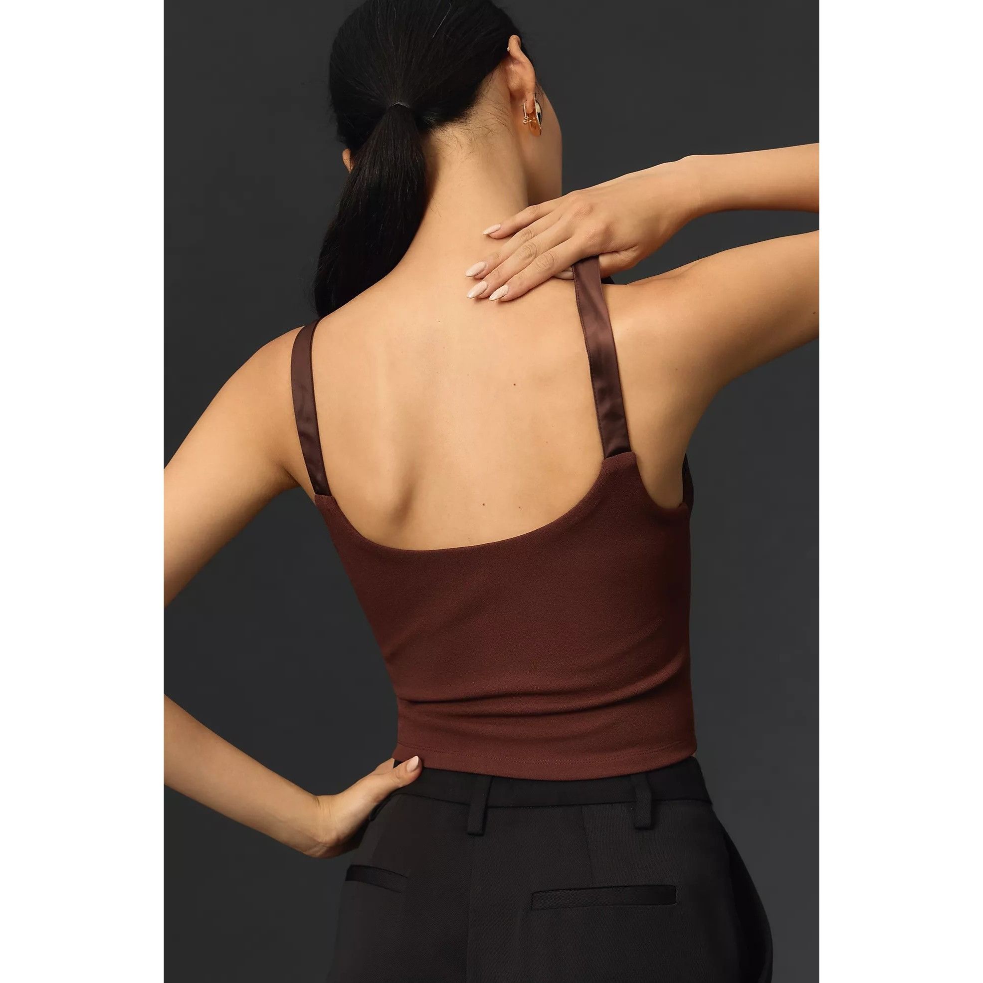 Anthropologie Porridge Brown Satin Corset Top Size S / US 4 / IT 40 - 3 Thumbnail