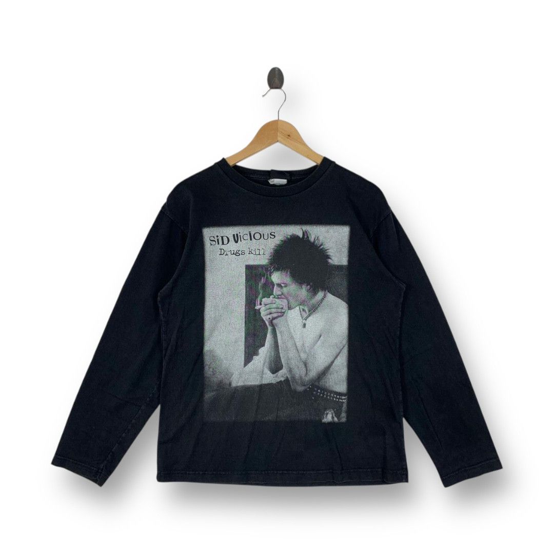 Other Vintage Sid Vicious "Drugs Kill" Long Sleeve Shirt Size US M / EU 48-50 / 2 - 1 Thumbnail