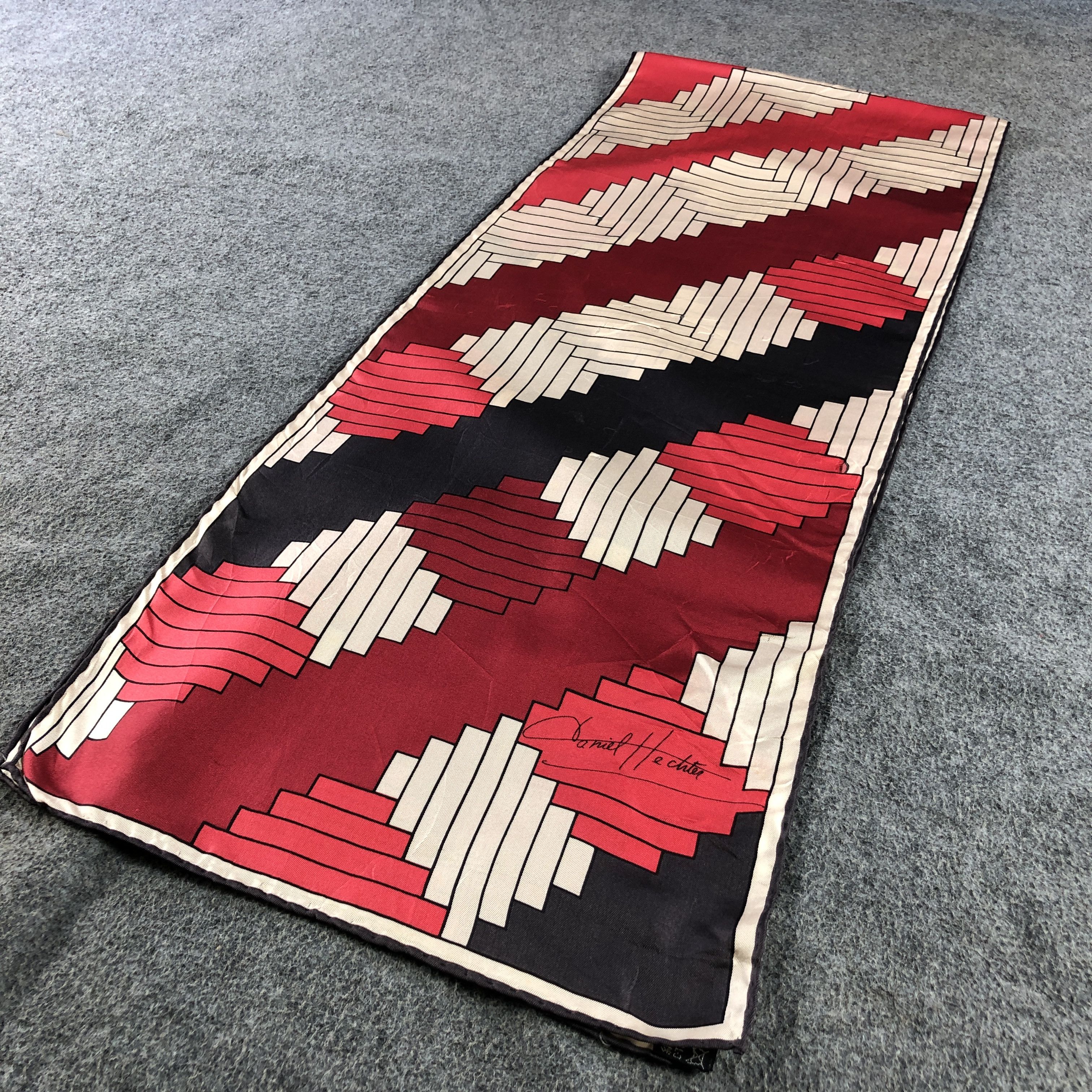 Vintage Daniel Hechter Abstract Silk Stole Silk Scarf M1378 Size ONE SIZE - 3 Thumbnail