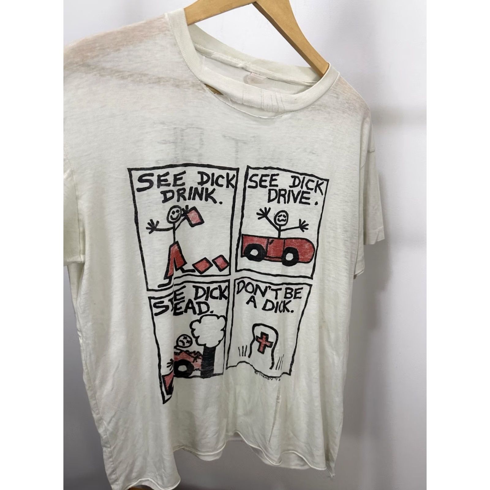 Vintage VINTAGE Don't Be A Dick Drink & Drive Drunk AA Paper Thin Burnout Worn T-Shirt L Size US L / EU 52-54 / 3 - 5 Thumbnail