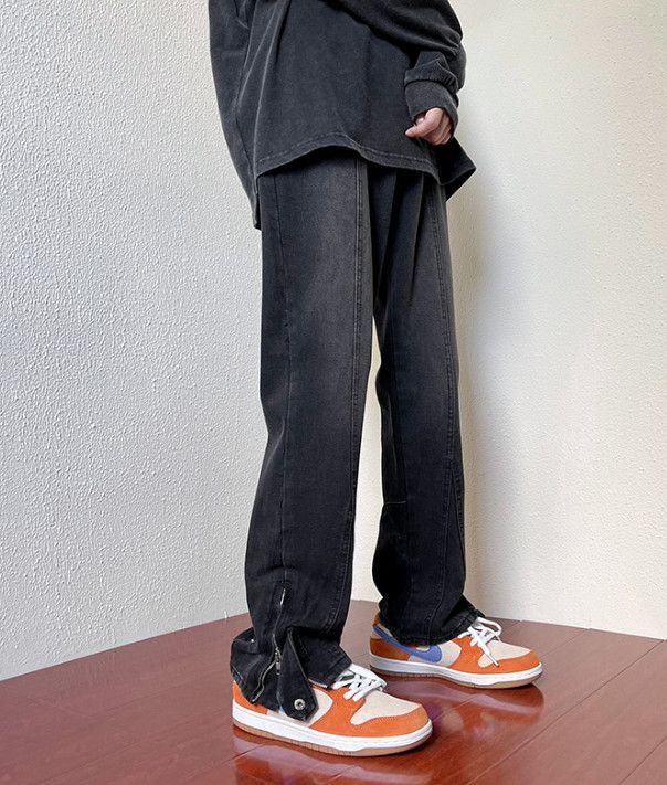 Japanese Brand Men's straight leg casual retro flared jeans with zipper Size US 32 / EU 48 - 2 Thumbnail