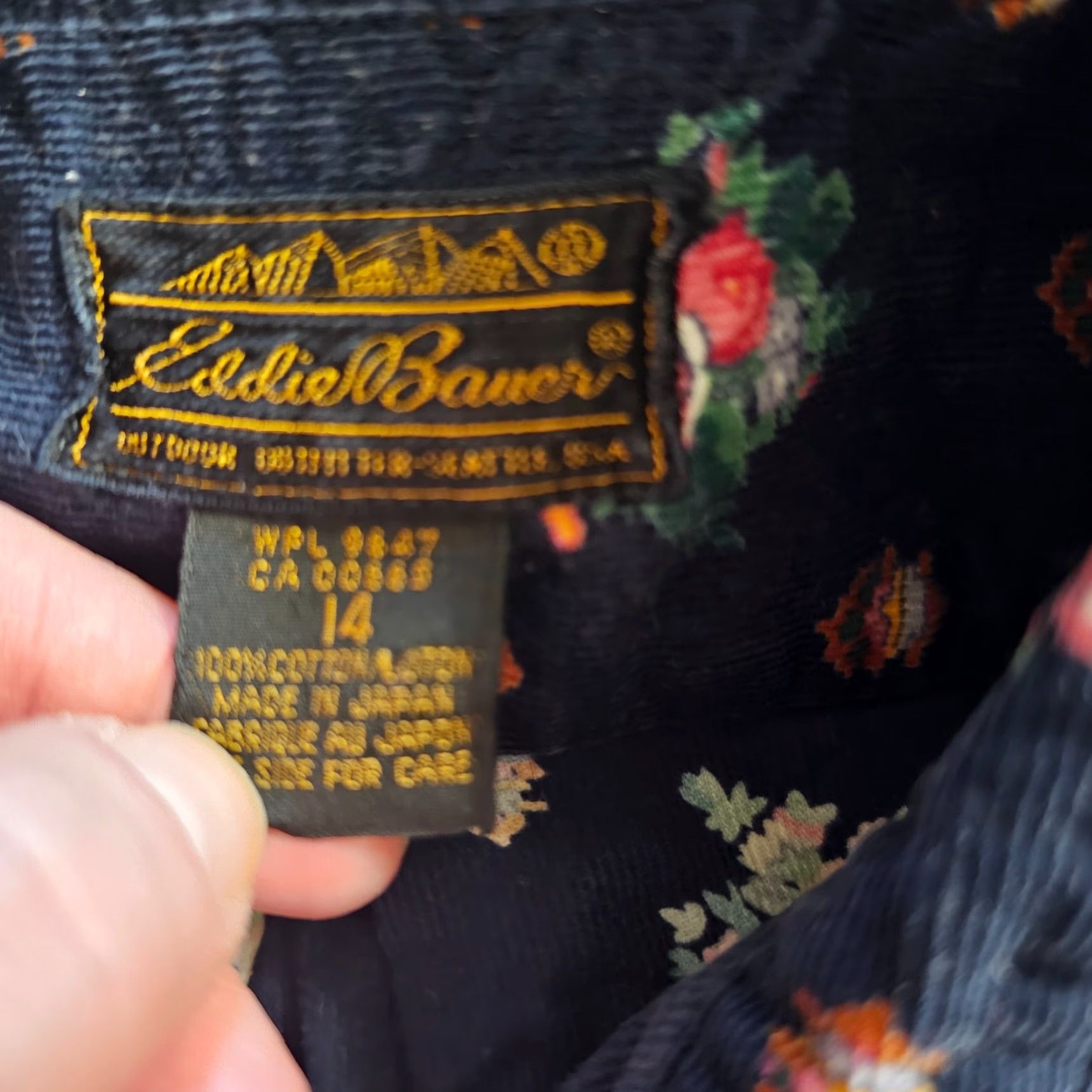Eddie Bauer Eddie Bauer Top Shirt Womens 14 Blue Corduroy Floral Button Long Sleeve Casual Size XL / US 12-14 / IT 48-50 - 3 Thumbnail
