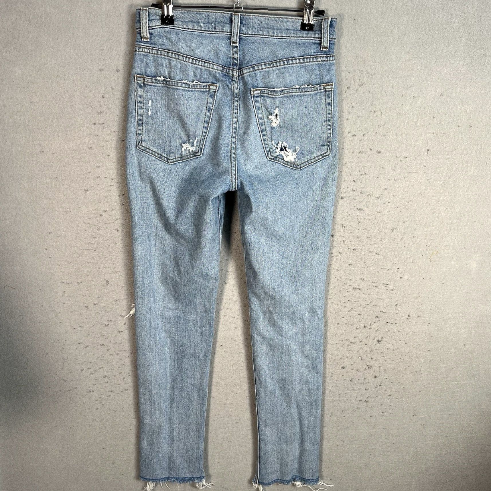 Reformation VINTAGE Reformation Jeans Womens Size 25 Blue Distressed Raw Hem Denim Tapered Leg Jeans Womens 25 Blue Distressed Denim Size 42" / US 20 - 2 Thumbnail