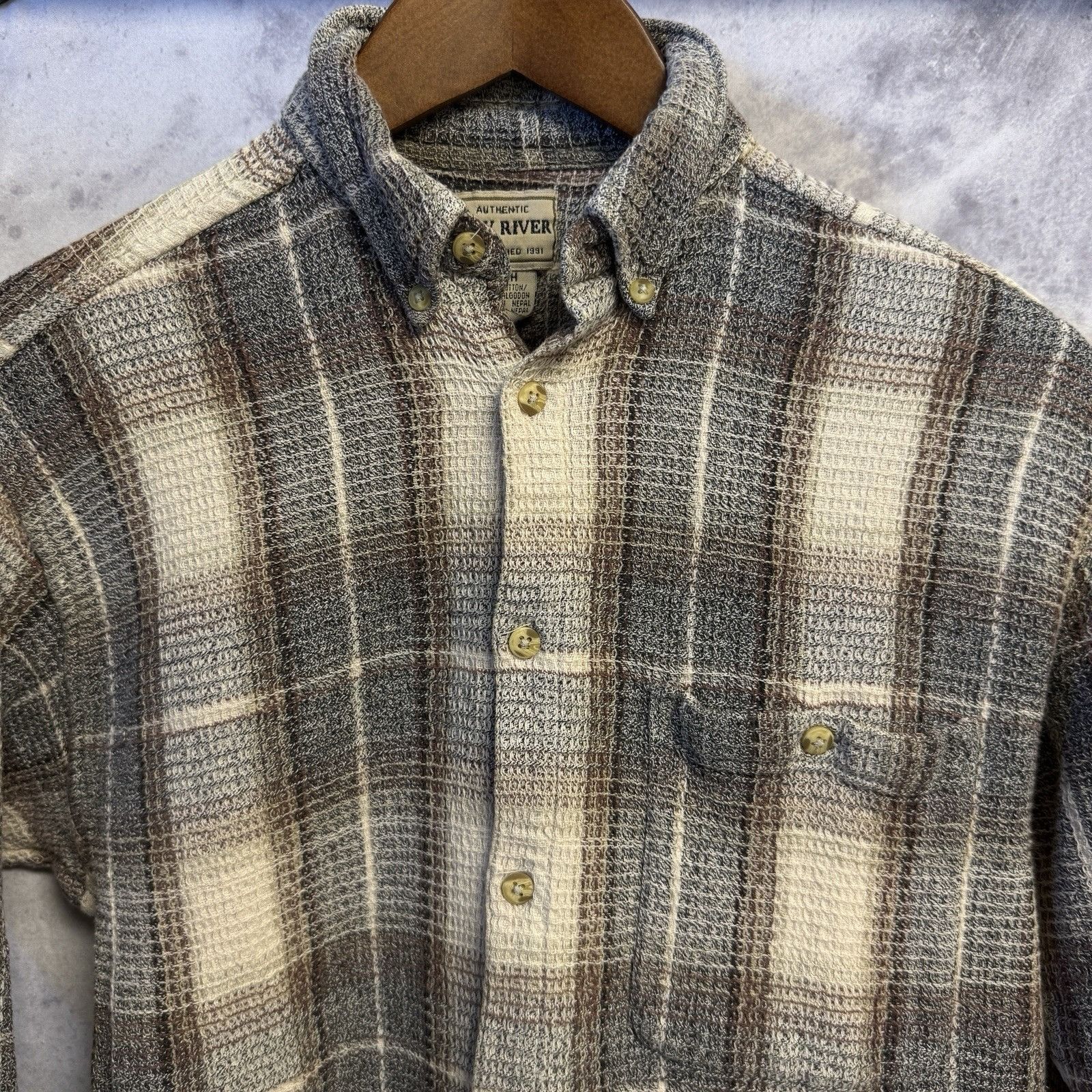 Vintage Vintage New River Waffle Knit Thermal Button Up Shirt Mens Size US S / EU 44-46 / 1 - 3 Thumbnail