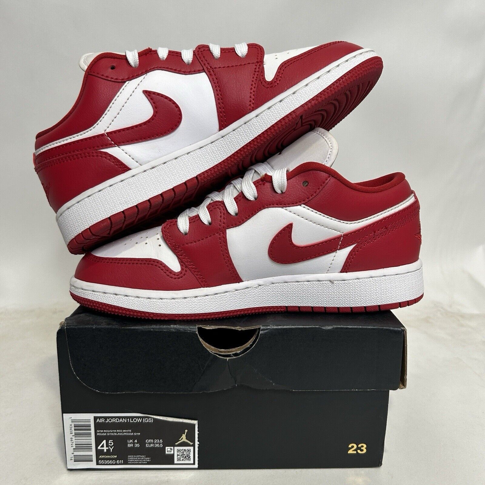 Jordan Brand Nike Shoes Air Jordan 1 Low GS “Gym Red” 2024 Size US 6 / IT 36 - 3 Thumbnail