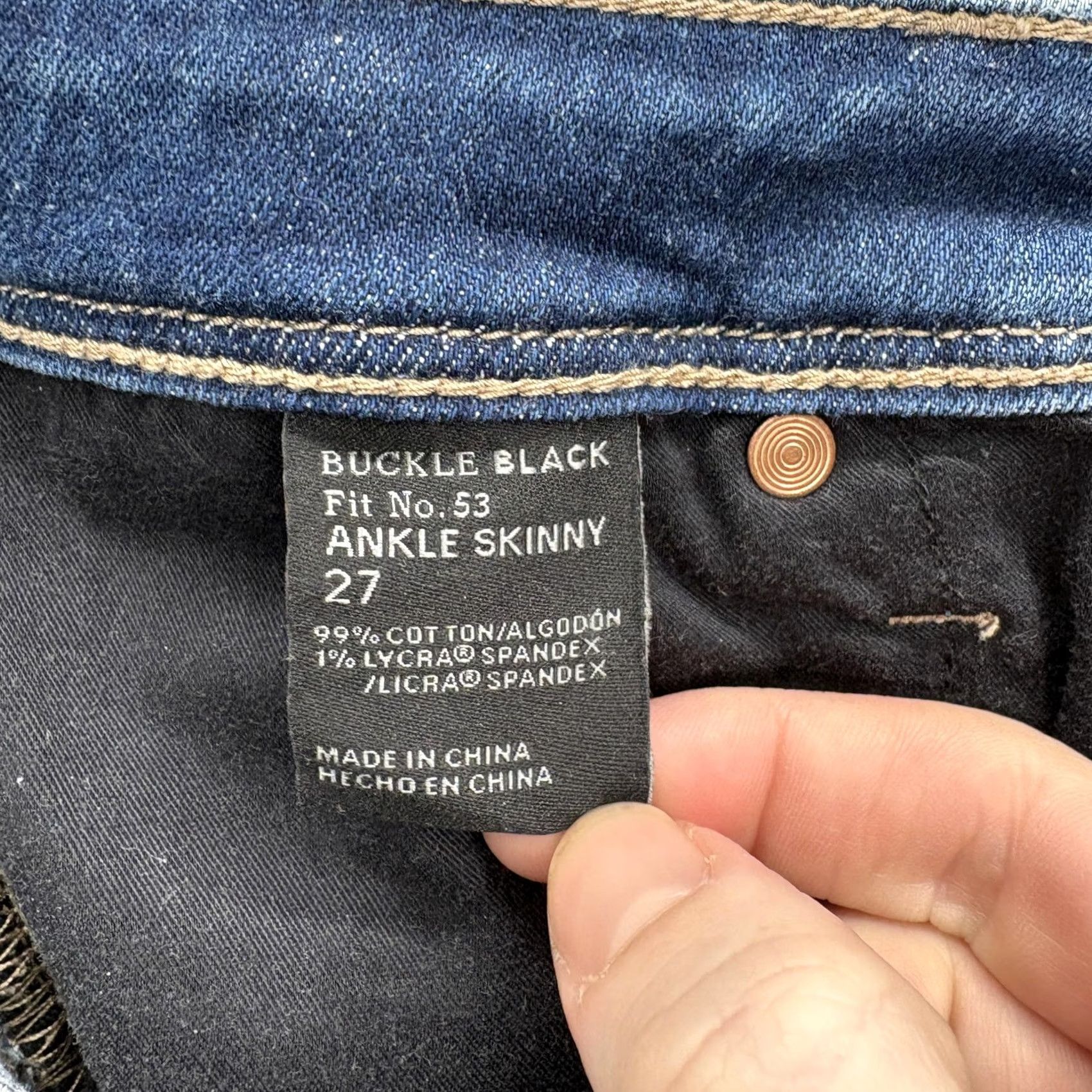 Buckle Black Buckle Black Jeans Womens 27 Skinny Distressed Mid Rise 5-Pocket Denim Cotton Spandex Blue” Size 27" / US 4 / IT 40 - 5 Thumbnail