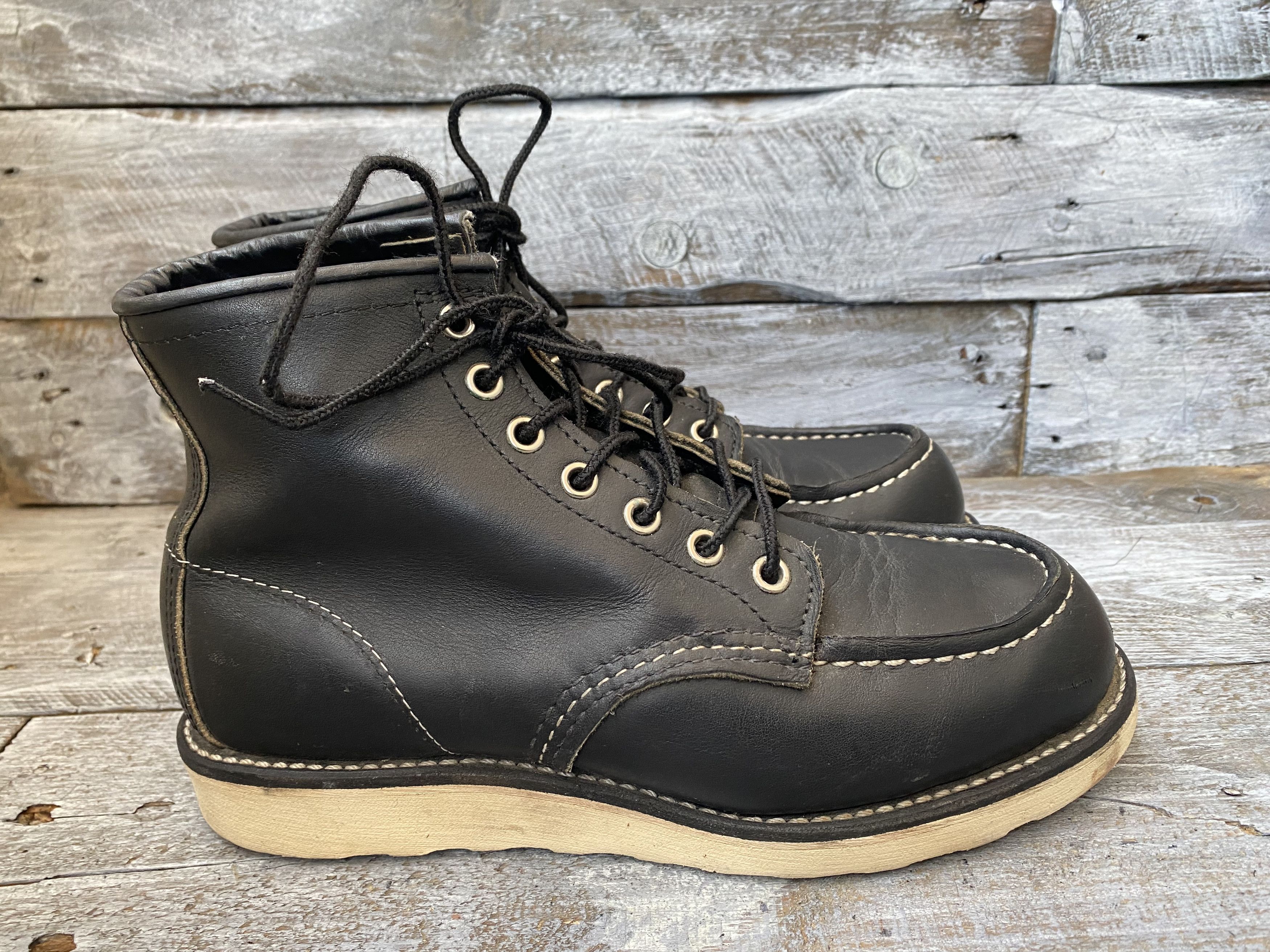 Red Wing Redwing moc-toe black leather boots sz 37.5 Size US 5.5 / EU 38 - 8 Thumbnail