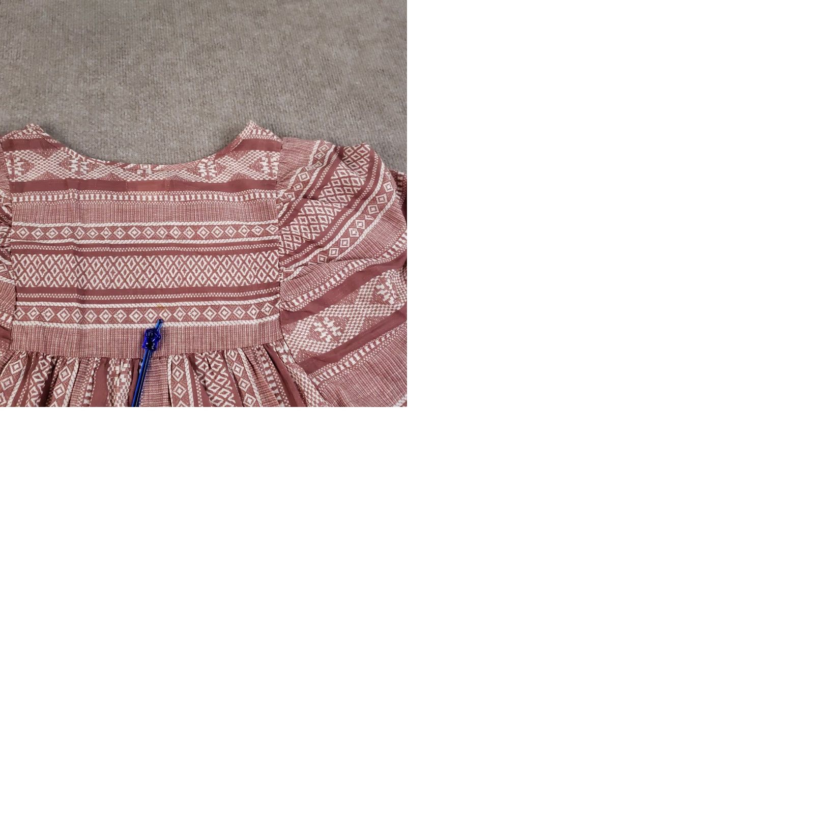 Vintage Maeve Anthropologie Dress Womens XS Brown White Boho Flutter Sleeve Mini Size XS / US 0-2 / IT 36-38 - 9 Thumbnail