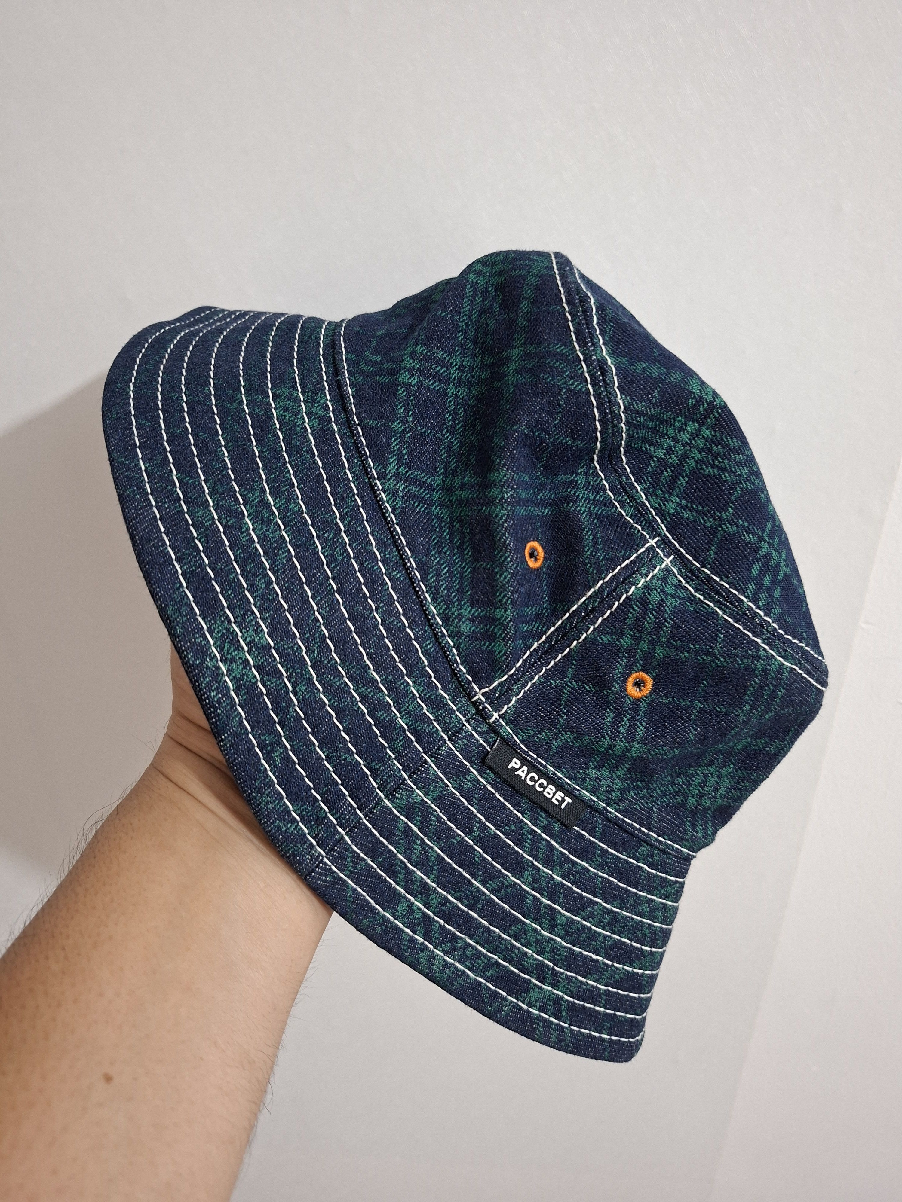 PACCBET Rassvet Navy and Green Check Contrast Stitch Bucket Hat Size ONE SIZE - 1 Thumbnail