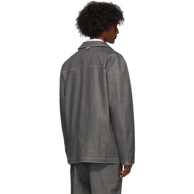 Thom Browne Sz3 Japanese Denim Round Collar Pocket Jacket Size US L / EU 52-54 / 3 - 5 Thumbnail