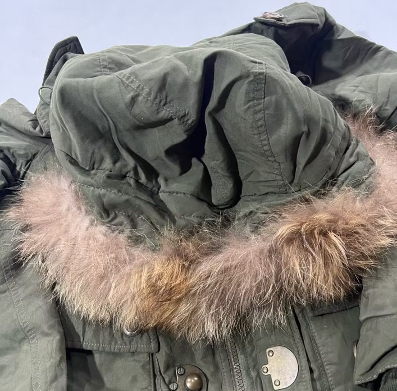 Japanese Brand Y2K SLY Military Fur Hood Jacket Olive Green Grunge Archive Size US S / EU 44-46 / 1 - 8 Thumbnail