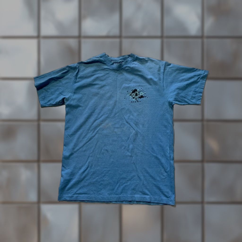 Vintage VINTAGE 80s 90s Surf Spots Hawaii Puff Print Single Stitch Skate Blue T-Shirt LG Mens Size US L / EU 52-54 / 3 - 1 Thumbnail