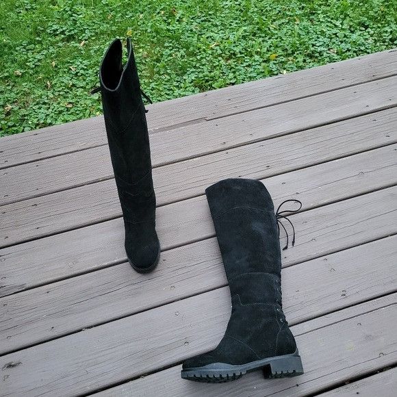 Nine West Nine West Black Suede Leather Over The Knee OTK Equestrian R Size US 7.5 / IT 37.5 - 2 Thumbnail