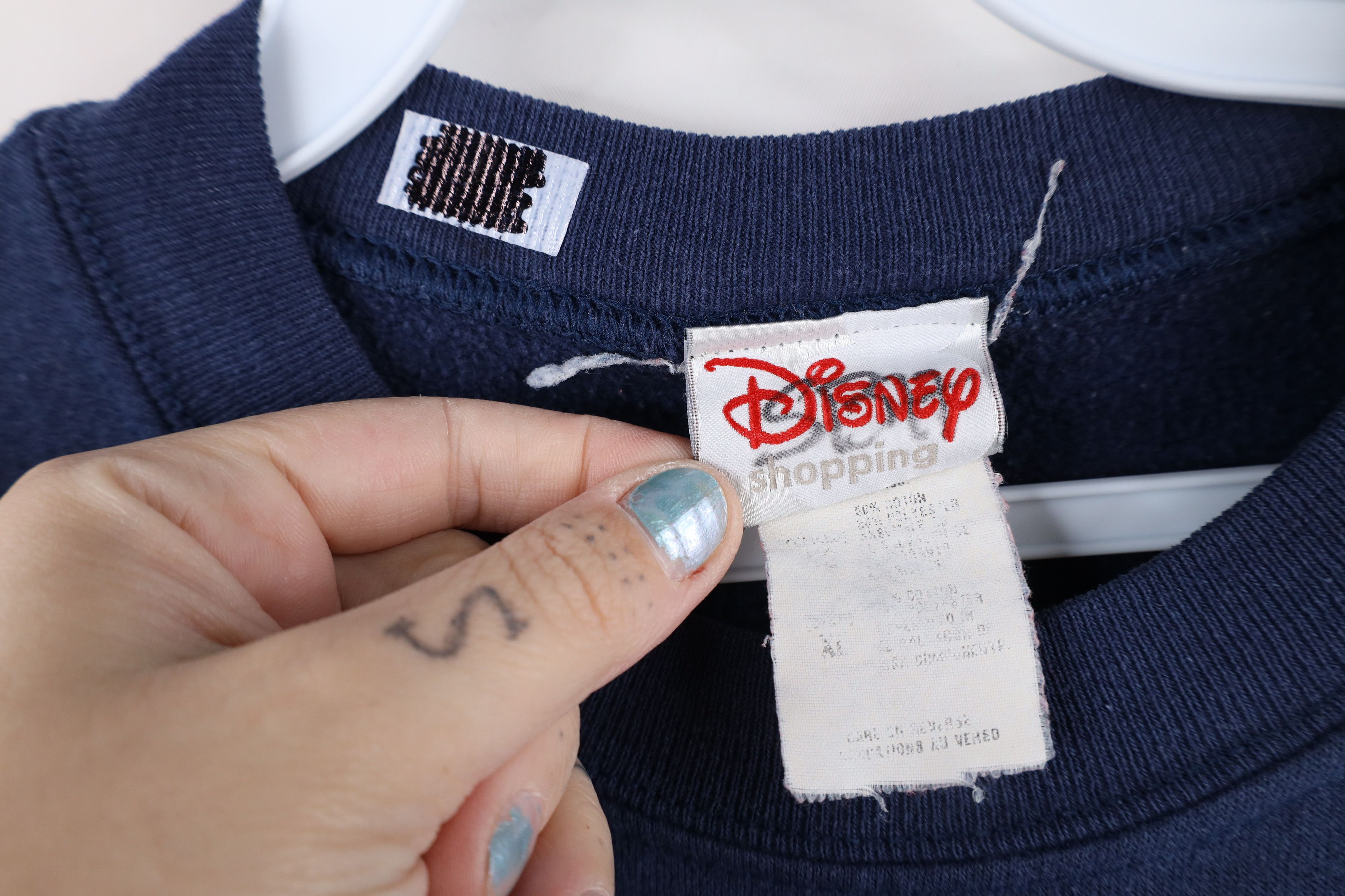 Disney × Vintage Vintage 90s Disney Spell Out Mickey Mouse Sweatshirt Blue Size XXL / US 16-18 / IT 52-54 - 8 Thumbnail