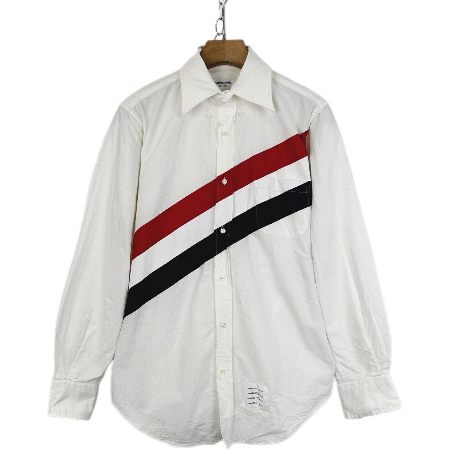Thom Browne Thom Browne Classic Three-Stripe Long-Sleeve Shirt Size US L / EU 52-54 / 3 - 1 Thumbnail