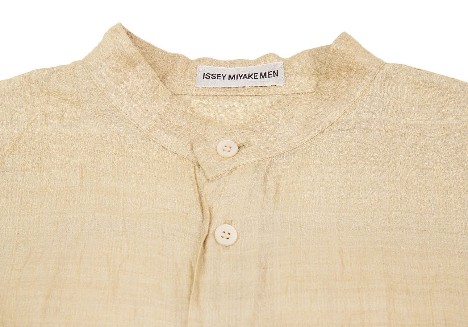 Issey Miyake Silk Mao Collar Shirt in Beige, Size L Size US L / EU 52-54 / 3 - 3 Thumbnail