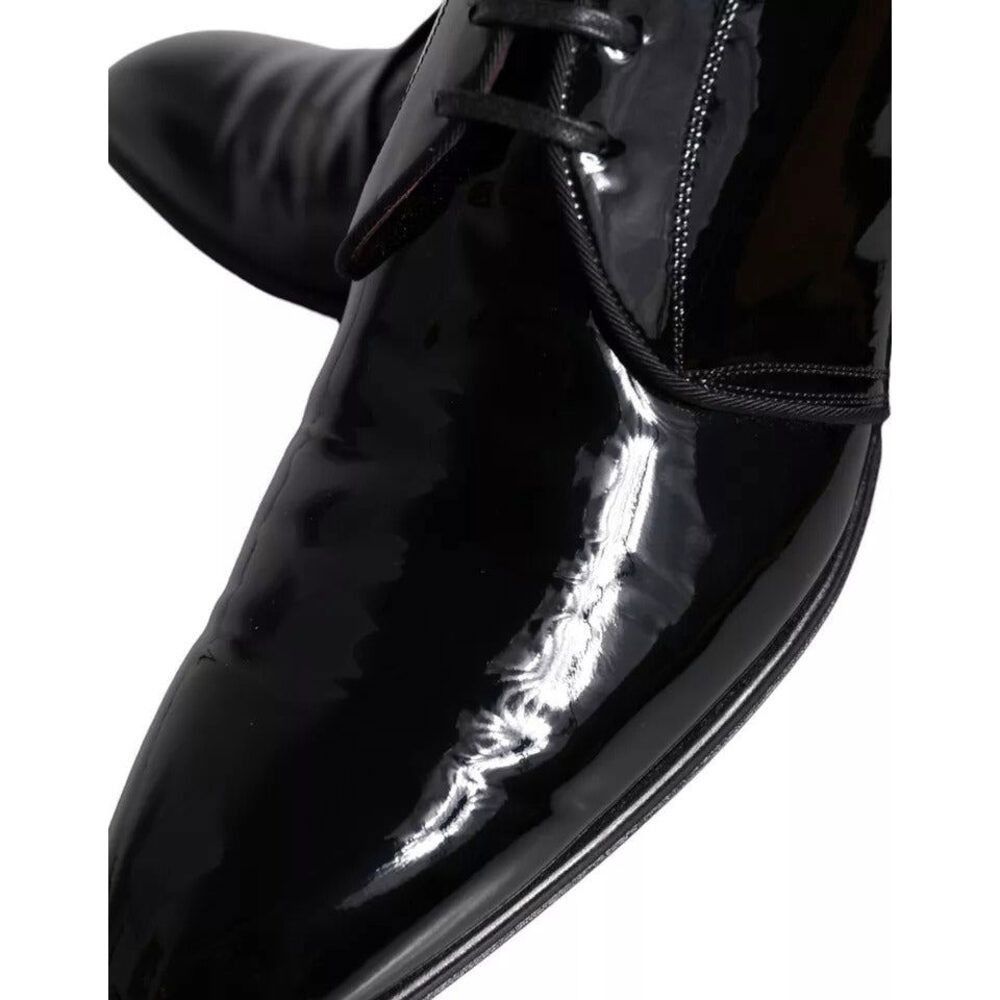 Dolce & Gabbana Dolce & Gabbana Black Patent Leather Derby Men Dress Shoes Size US 9 / EU 42 - 8 Thumbnail