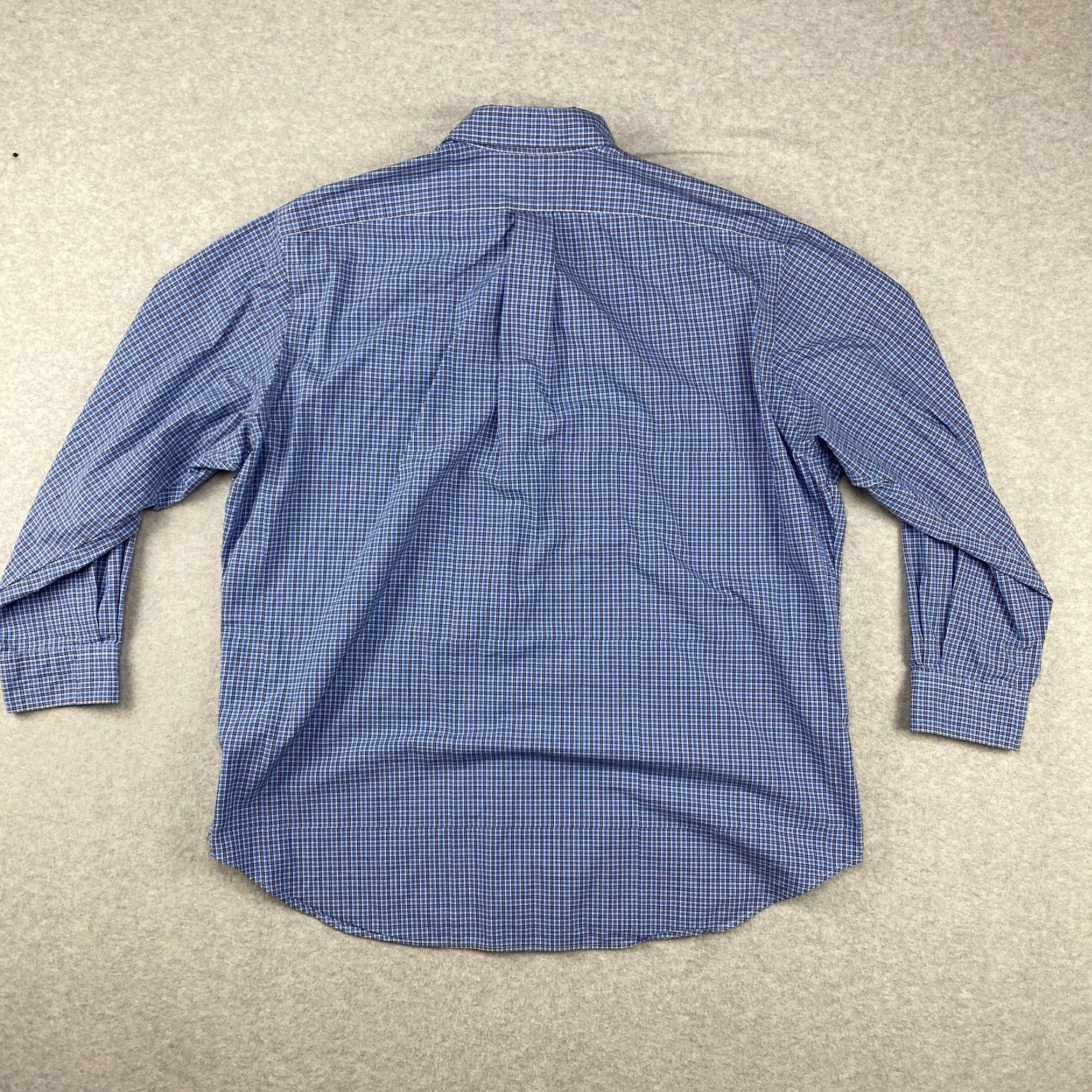 Ralph Lauren Ralph Lauren Dress Shirt Mens 17 Blue Check Classic Fit Long Sleeve Shirt Size 46R - 4 Thumbnail