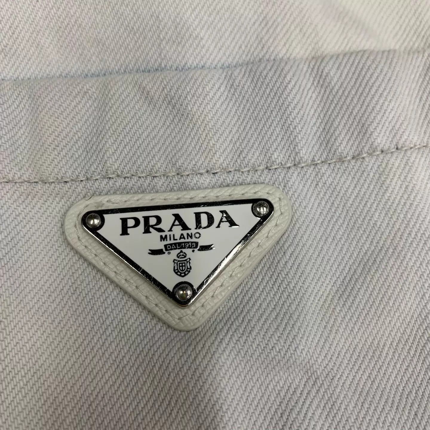 Prada Prada White Washed Denim Short Sleeve L Tri Logo Size US L / EU 52-54 / 3 - 6 Thumbnail
