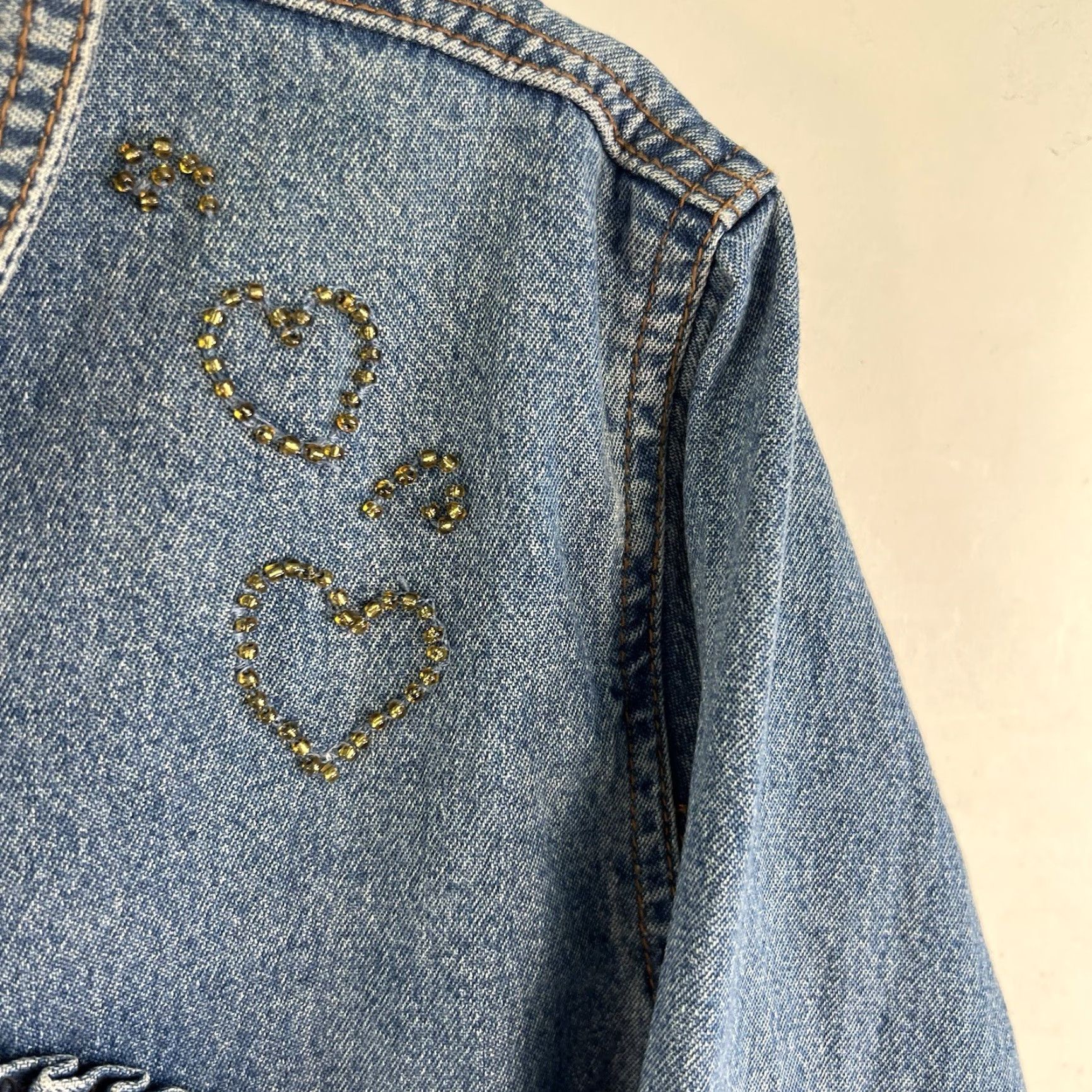 Denime Crystal Kobe Denim Jacket Womens XL Blue Geometric Embellished Casual Retro Size XL / US 12-14 / IT 48-50 - 3 Thumbnail