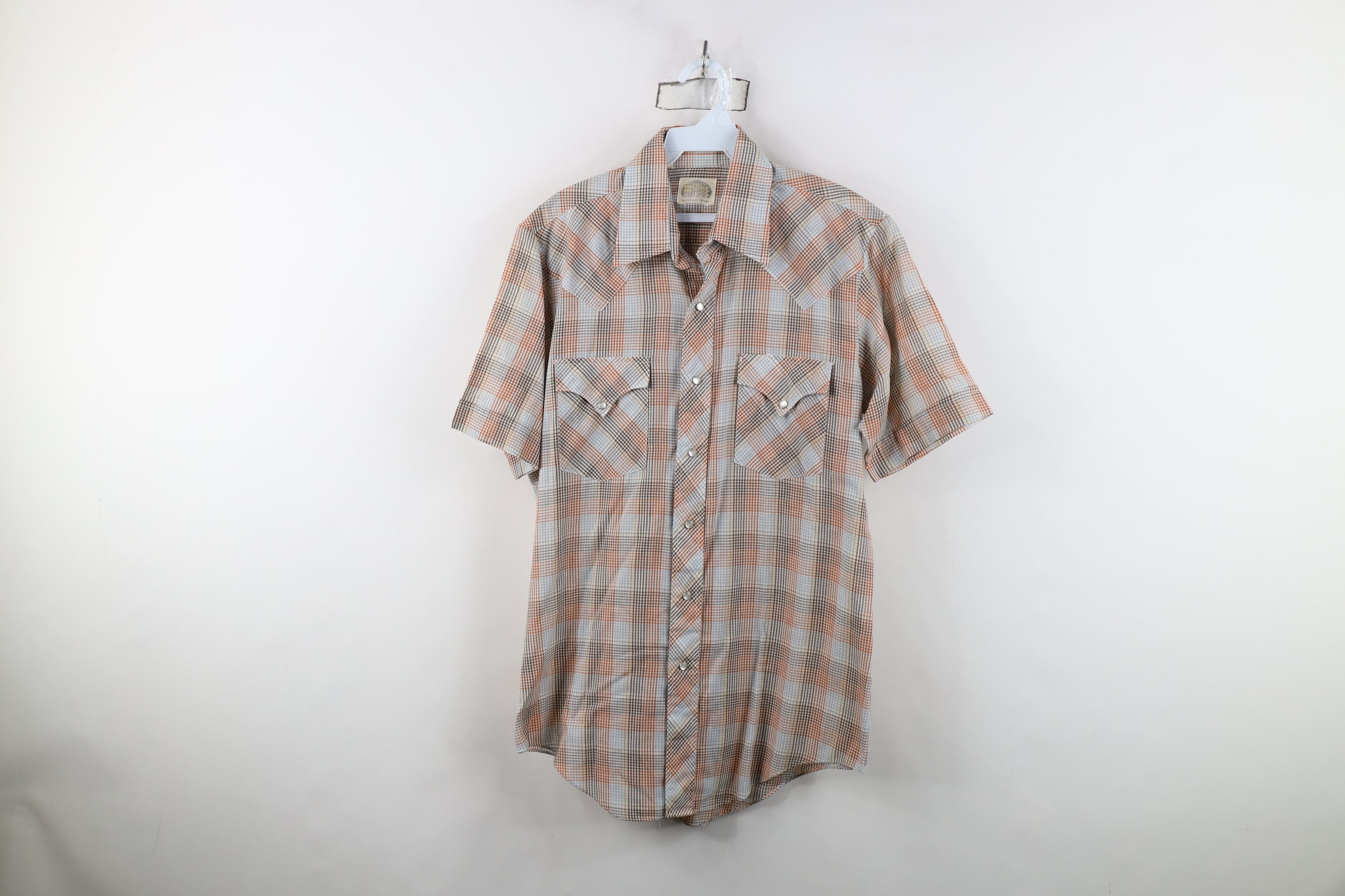 Vintage Vintage 70s Streetwear Short Sleeve Snap Button Shirt Plaid Size US M / EU 48-50 / 2 - 1 Thumbnail