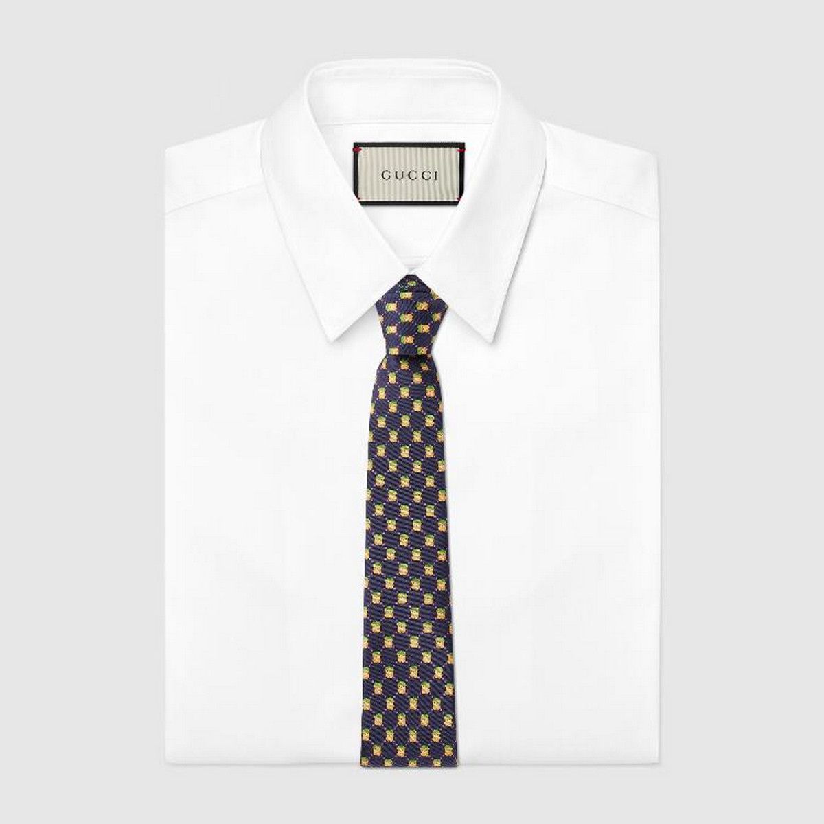 Gucci GUCCI x PIKARAR navy blue interlocking GG & Kawaii silk tie Size ONE SIZE - 2 Thumbnail